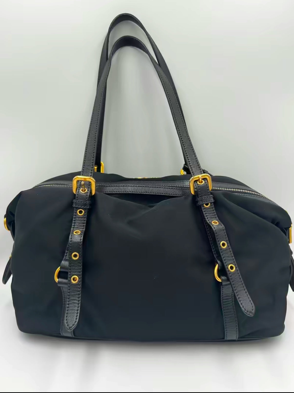 Prada Black Tessuto Jacquard Logo Shoulder Bag