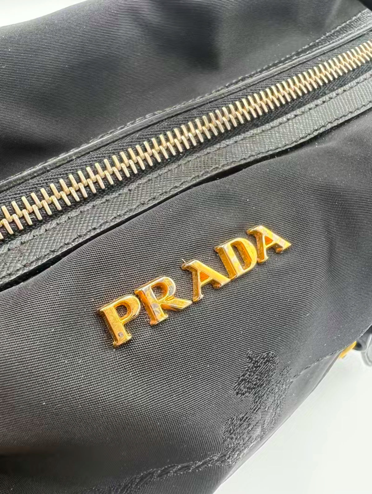 Prada Black Tessuto Jacquard Logo Shoulder Bag