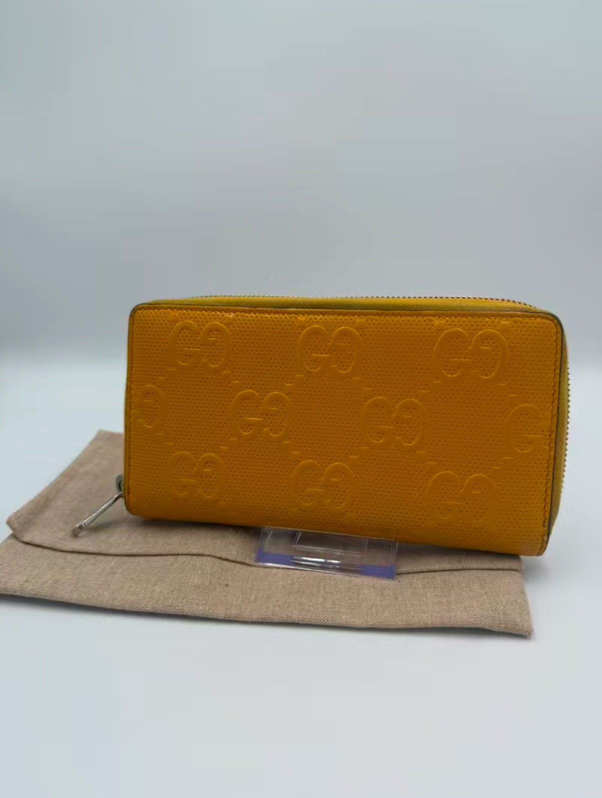 Gucci Yellow Leather Jumbo Guccissima Zippy Wallet