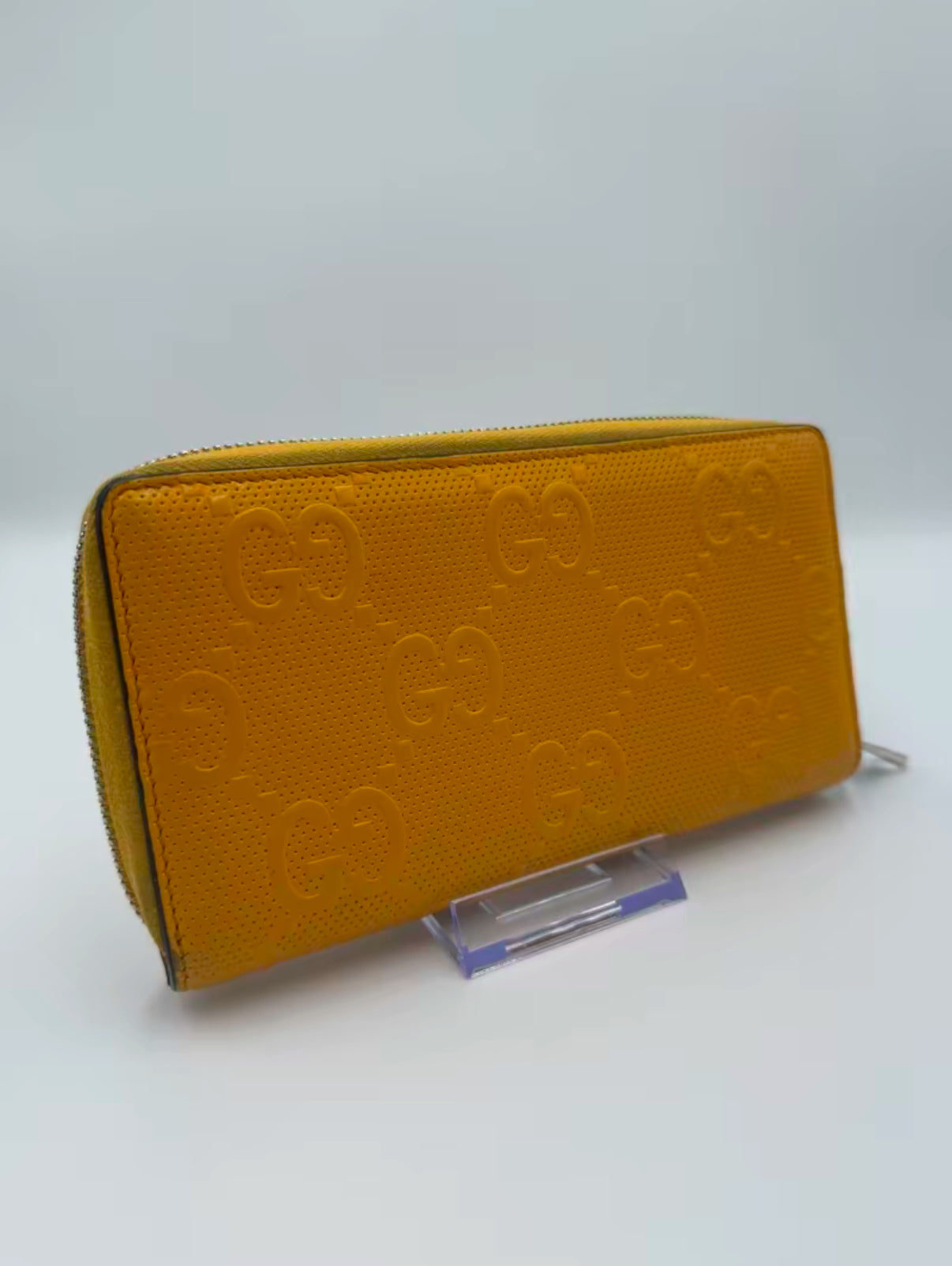 Gucci Yellow Leather Jumbo Guccissima Zippy Wallet