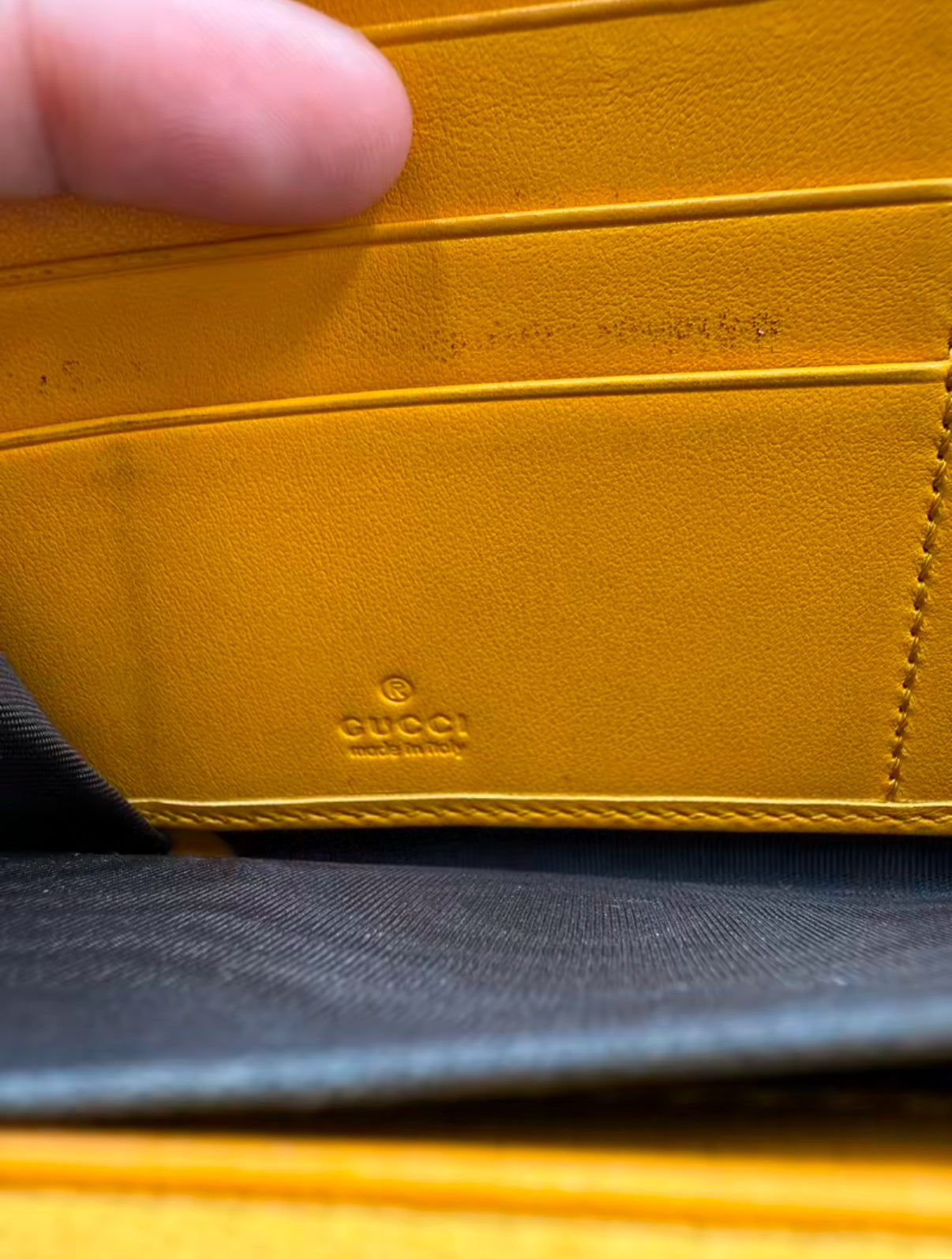 Gucci Yellow Leather Jumbo Guccissima Zippy Wallet