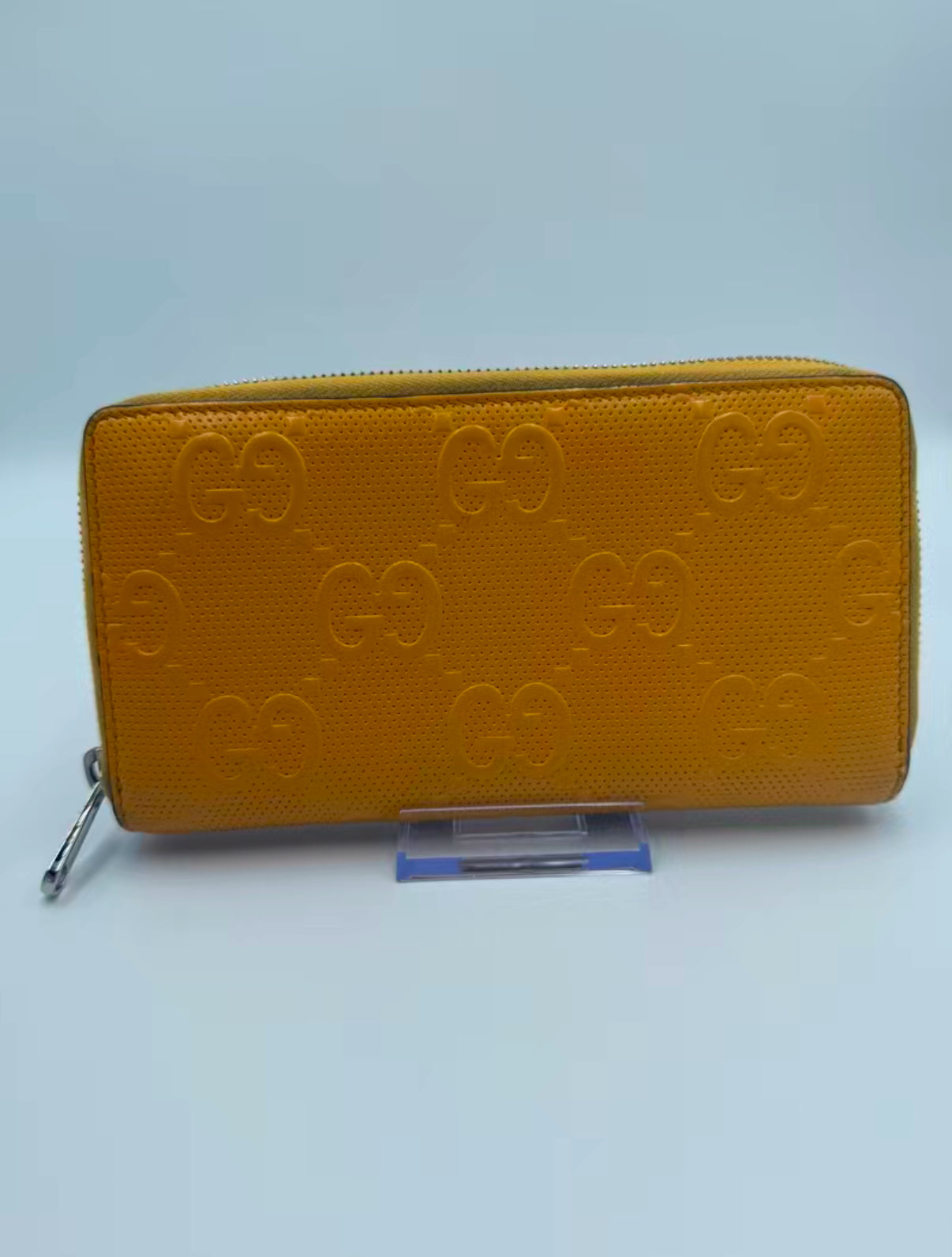 Gucci Yellow Leather Jumbo Guccissima Zippy Wallet