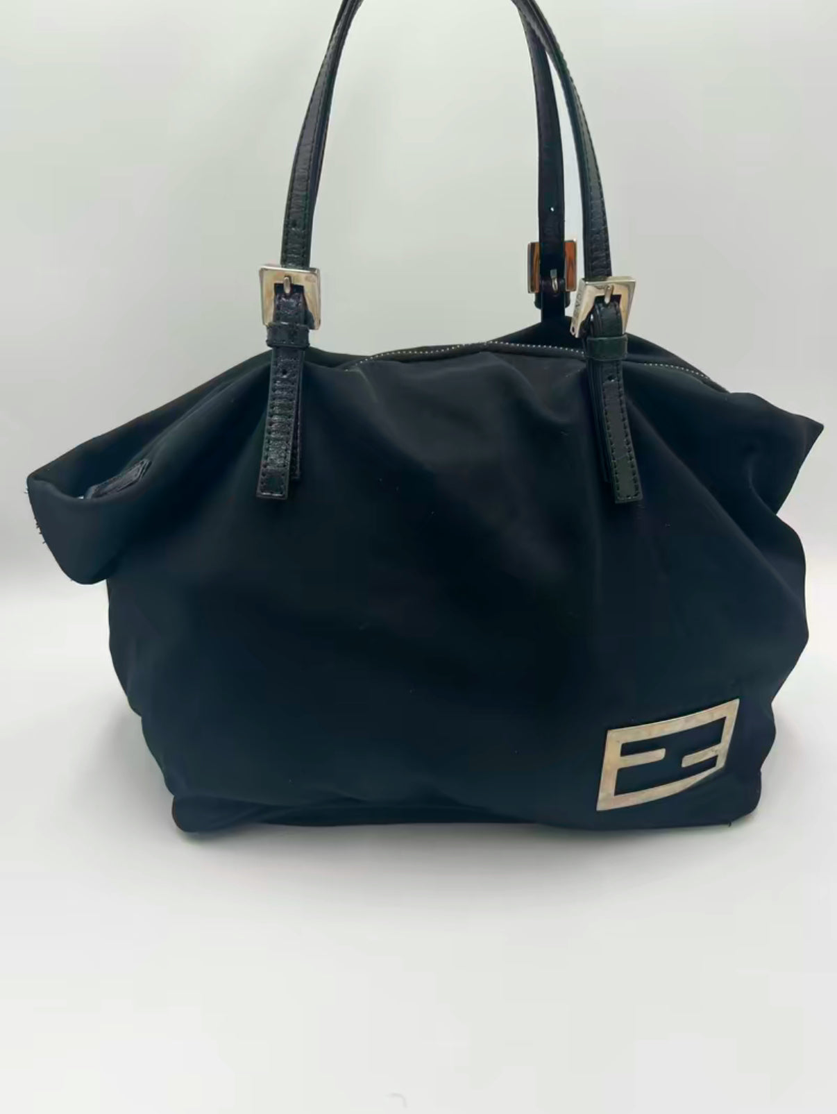 Fendi Black Nylon Baguette Shoulder Bag