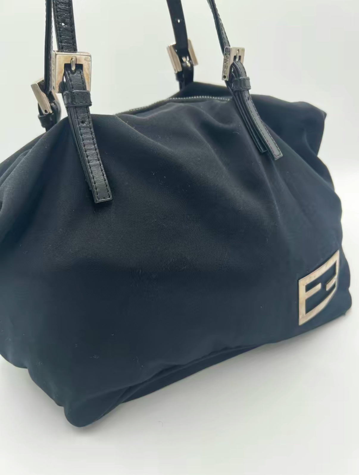 Fendi Black Nylon Baguette Shoulder Bag