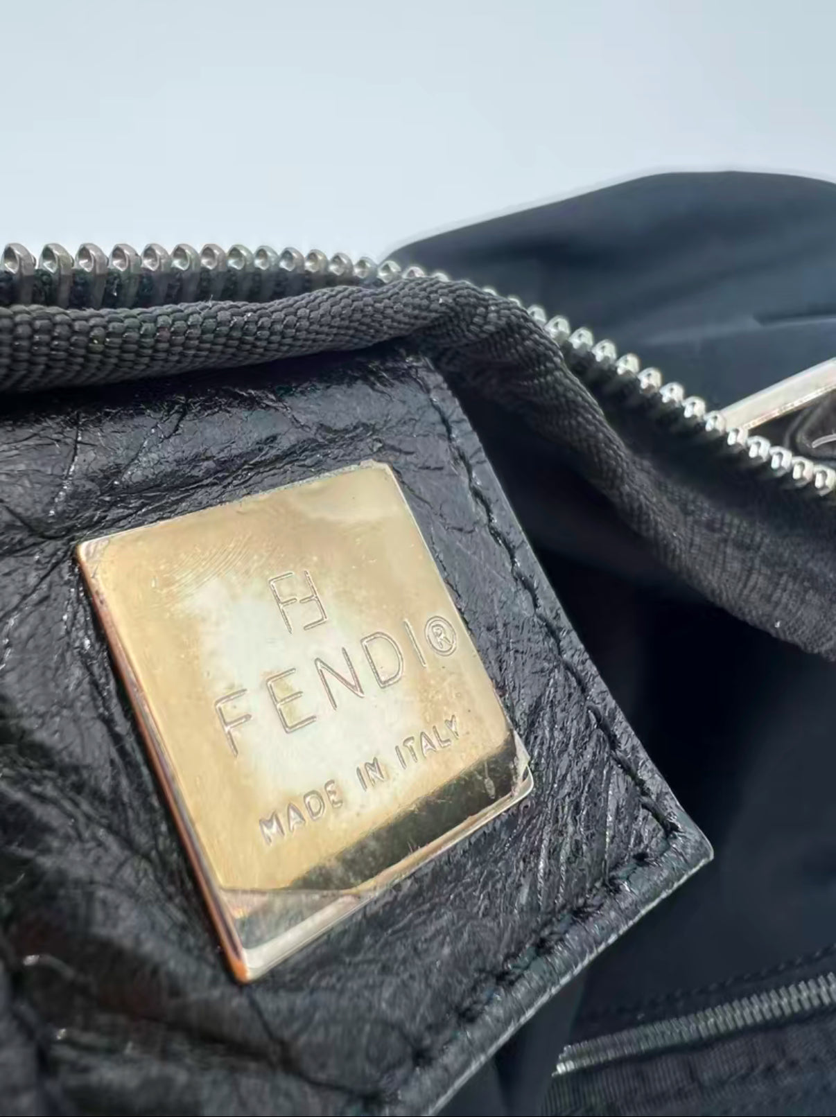 Fendi Black Nylon Baguette Shoulder Bag