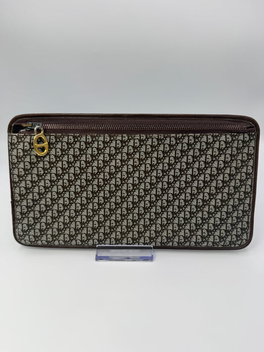 Dior Gray and Brown Canvas Trotter Pouch Leather Interior