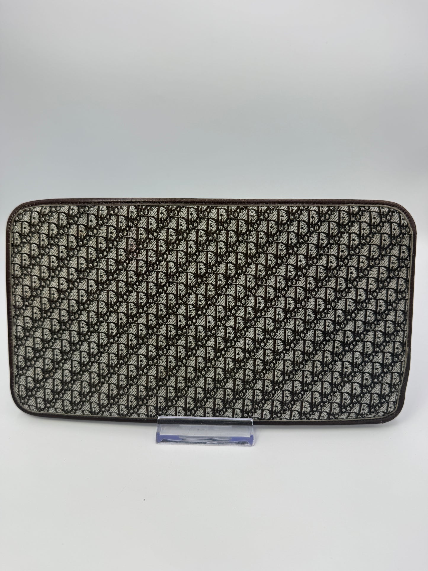 Dior Gray and Brown Canvas Trotter Pouch Leather Interior