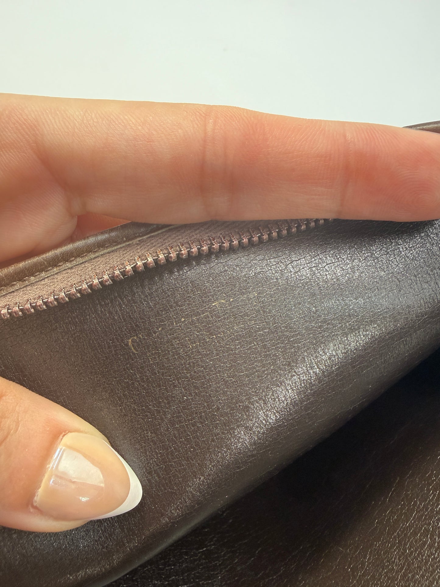 Dior Gray and Brown Canvas Trotter Pouch Leather Interior