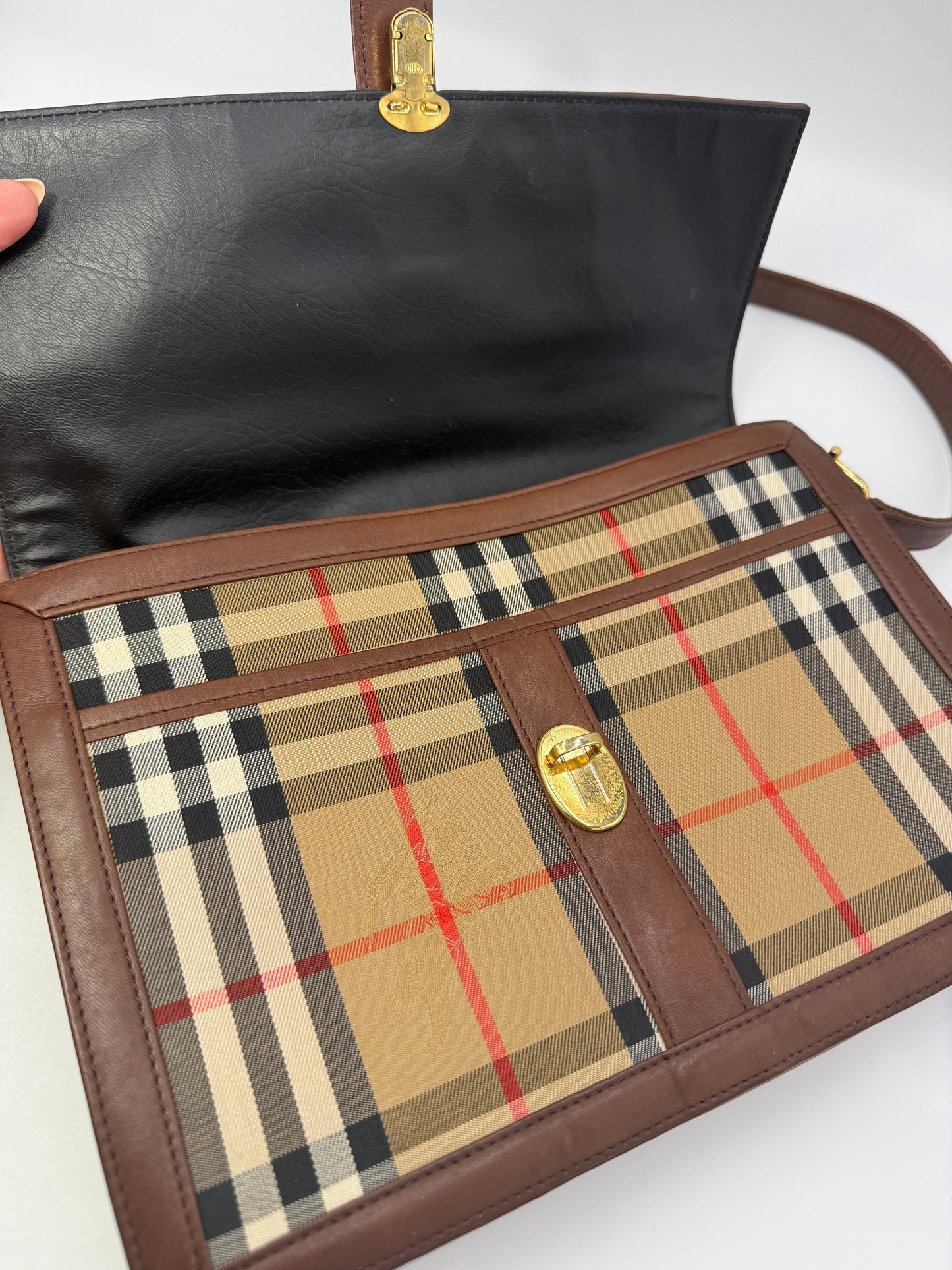 Burberry Nova Check Canvas Shoulder Bag