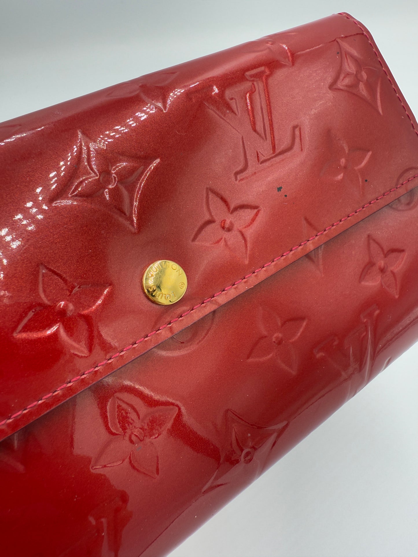 Louis Vuitton Monogram Red Vernis Patent Leather Sarah Wallet TN1144