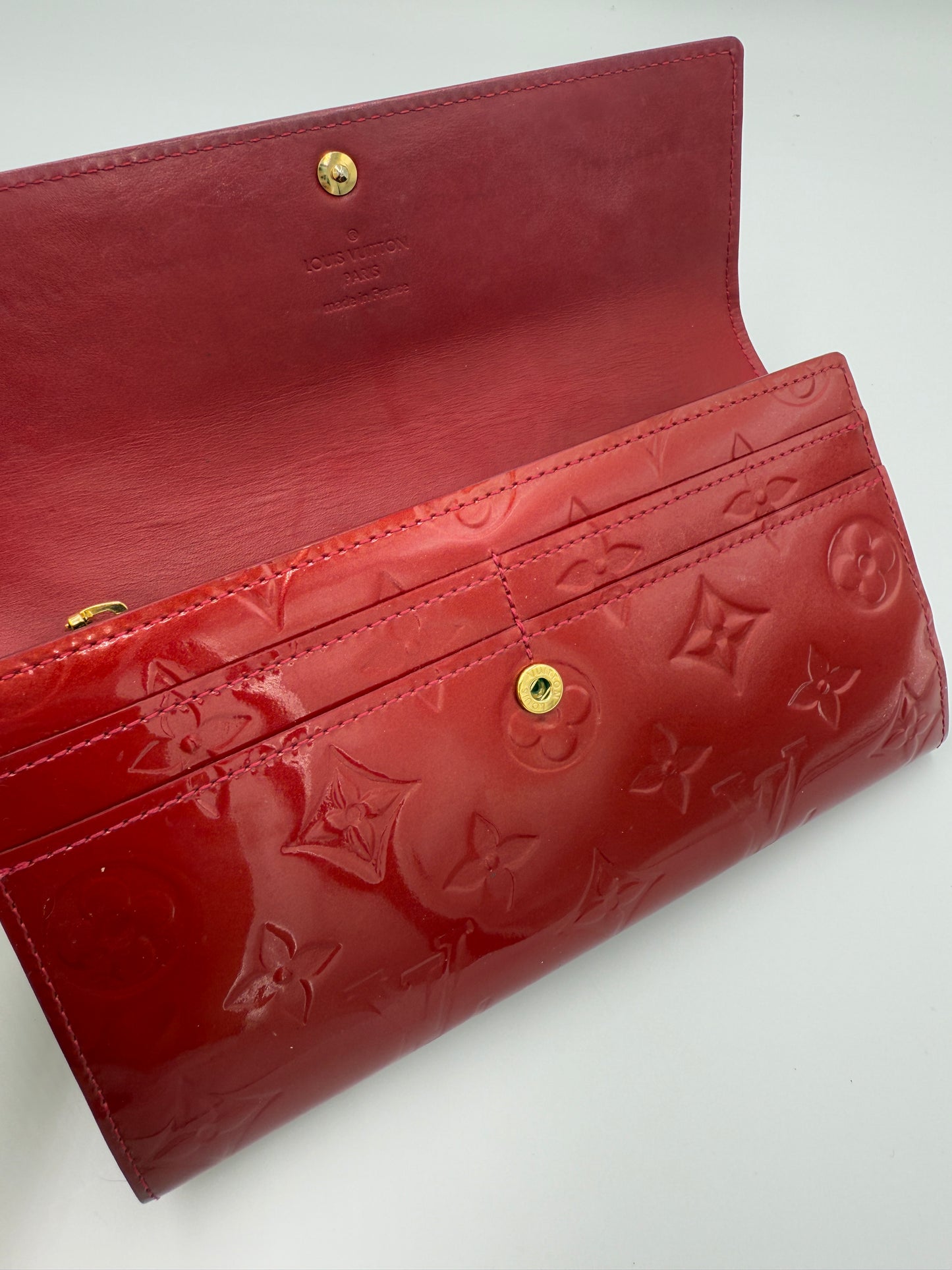 Louis Vuitton Monogram Red Vernis Patent Leather Sarah Wallet TN1144