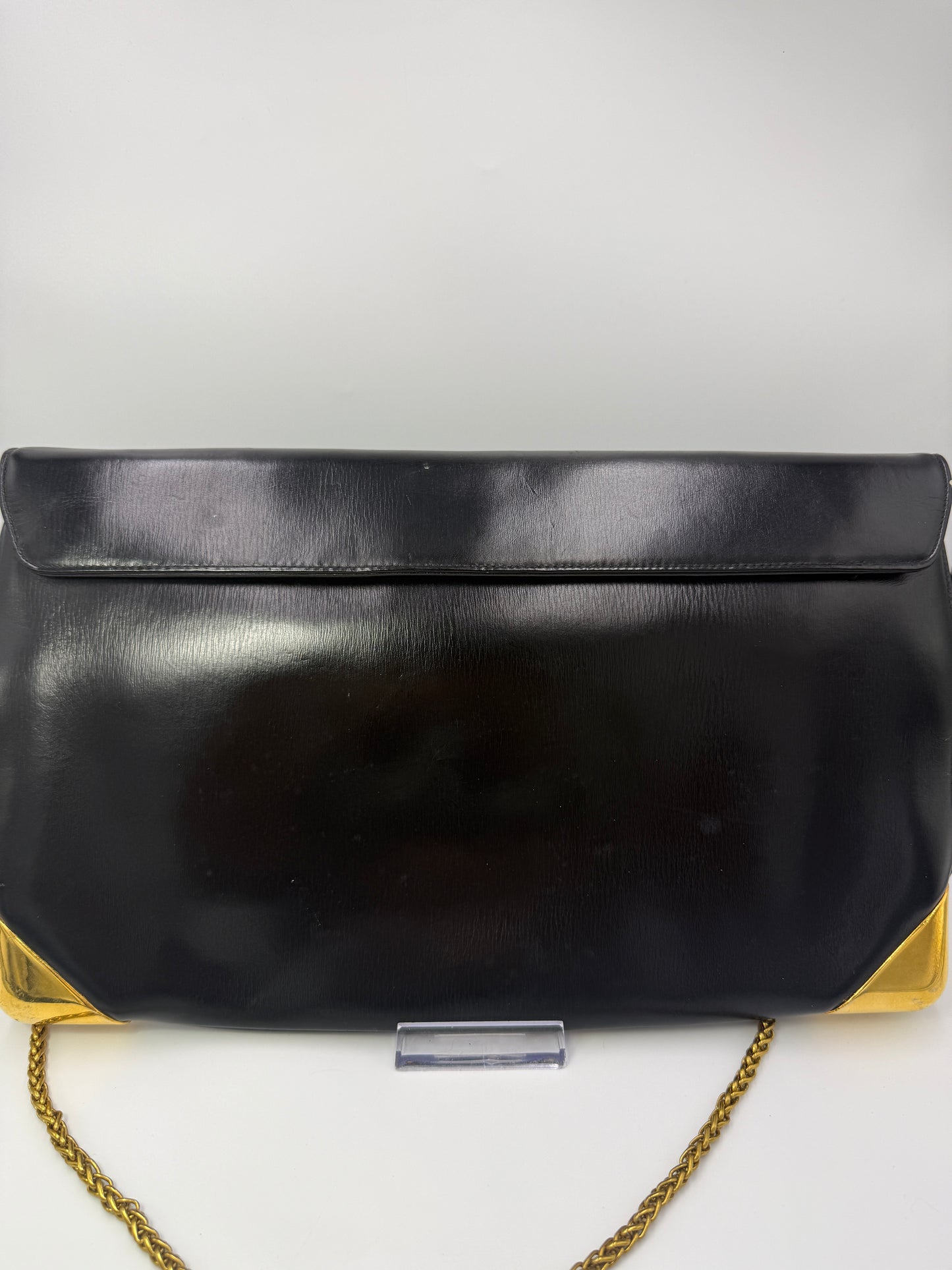 Christian Dior Navy Leather and Trotter Shoulder Bag Oversized Clutch