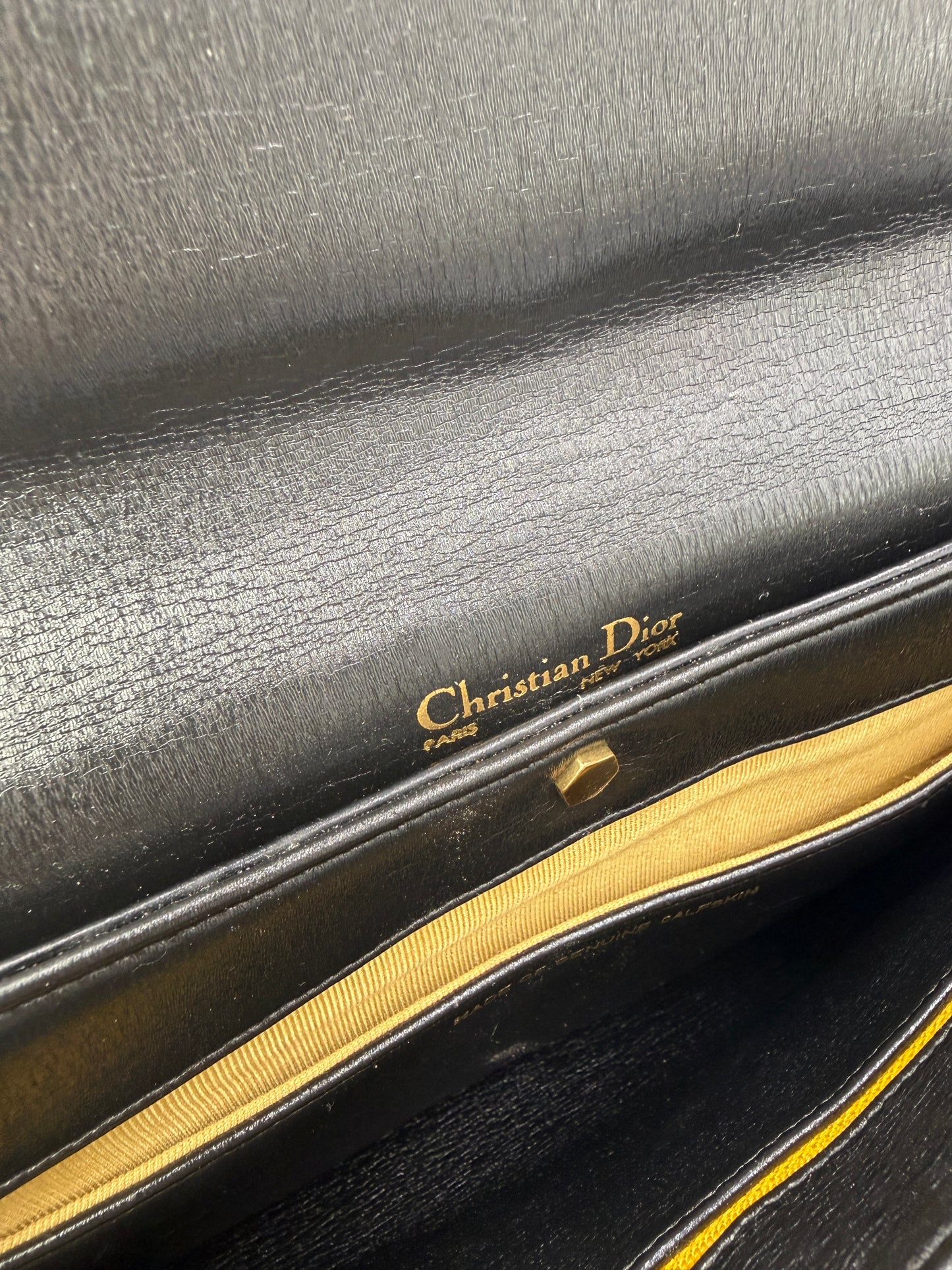 Christian Dior Navy Leather and Trotter Shoulder Bag Oversized Clutch