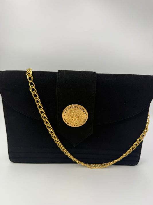 Yves Saint Laurent Black Suede Shoulder Bag Vintage