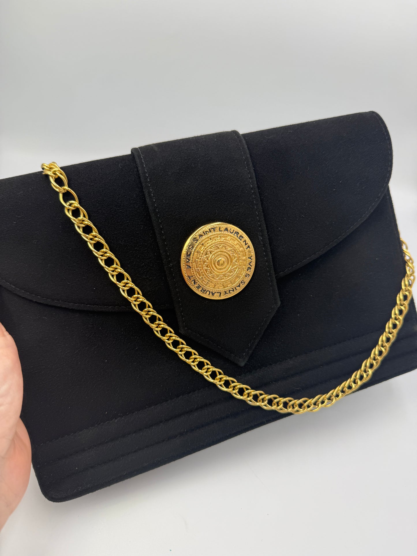 Yves Saint Laurent Black Suede Shoulder Bag Vintage