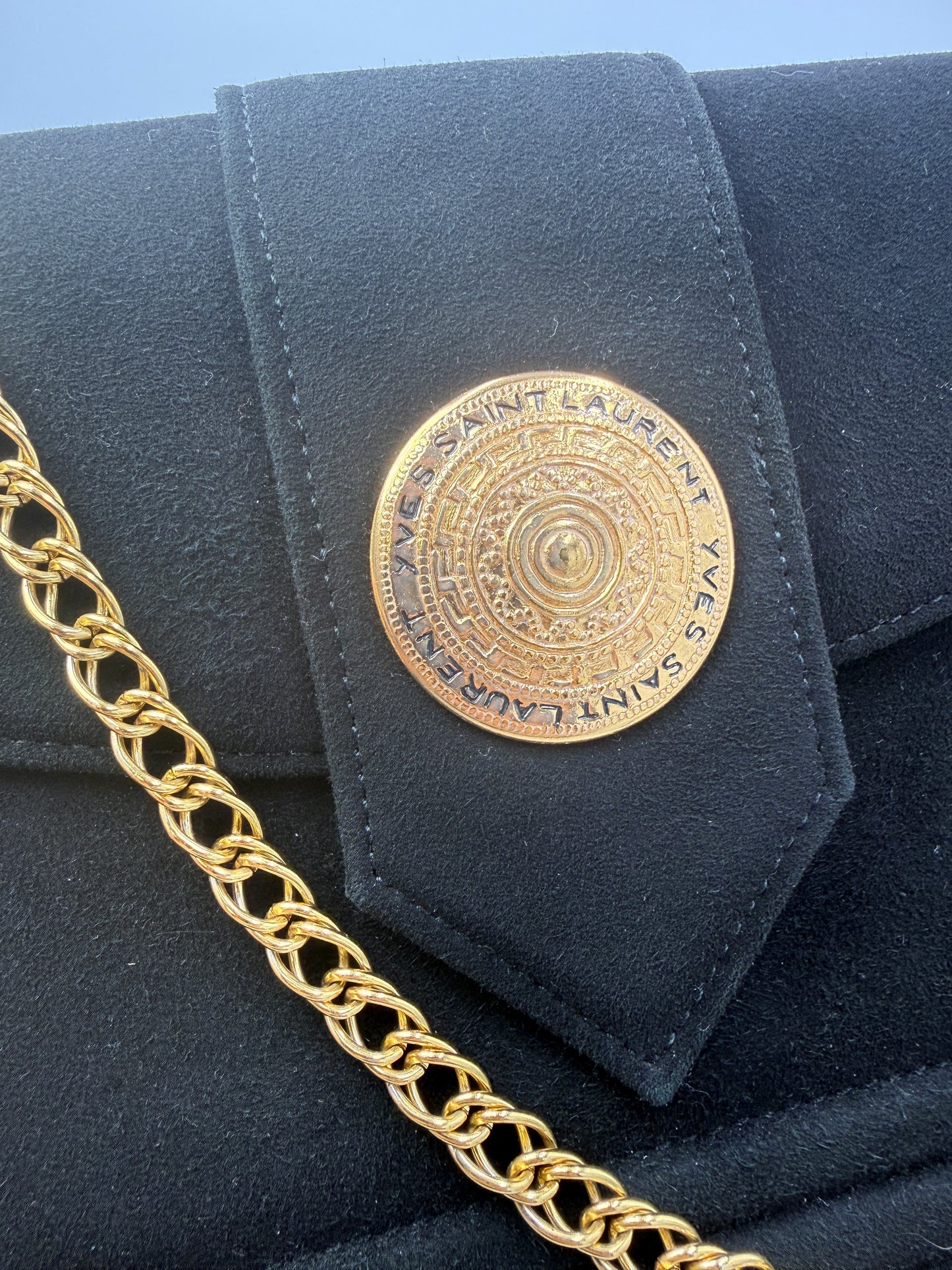 Yves Saint Laurent Black Suede Shoulder Bag Vintage