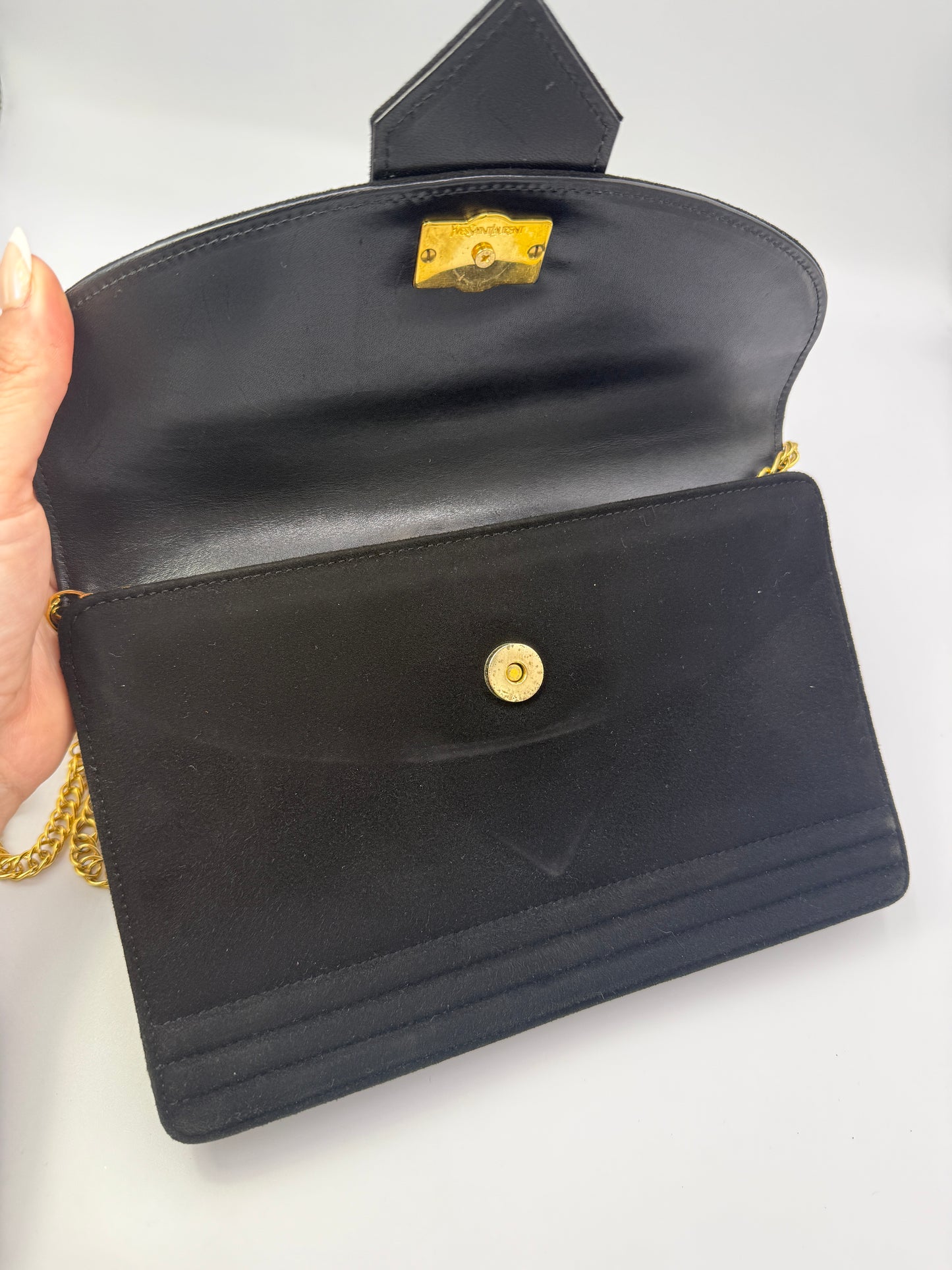 Yves Saint Laurent Black Suede Shoulder Bag Vintage