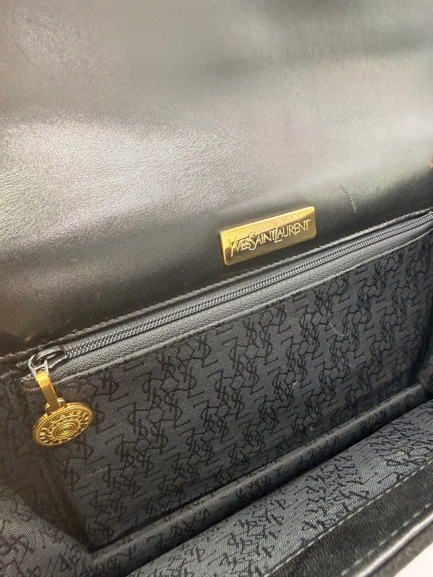 Yves Saint Laurent Black Suede Shoulder Bag Vintage