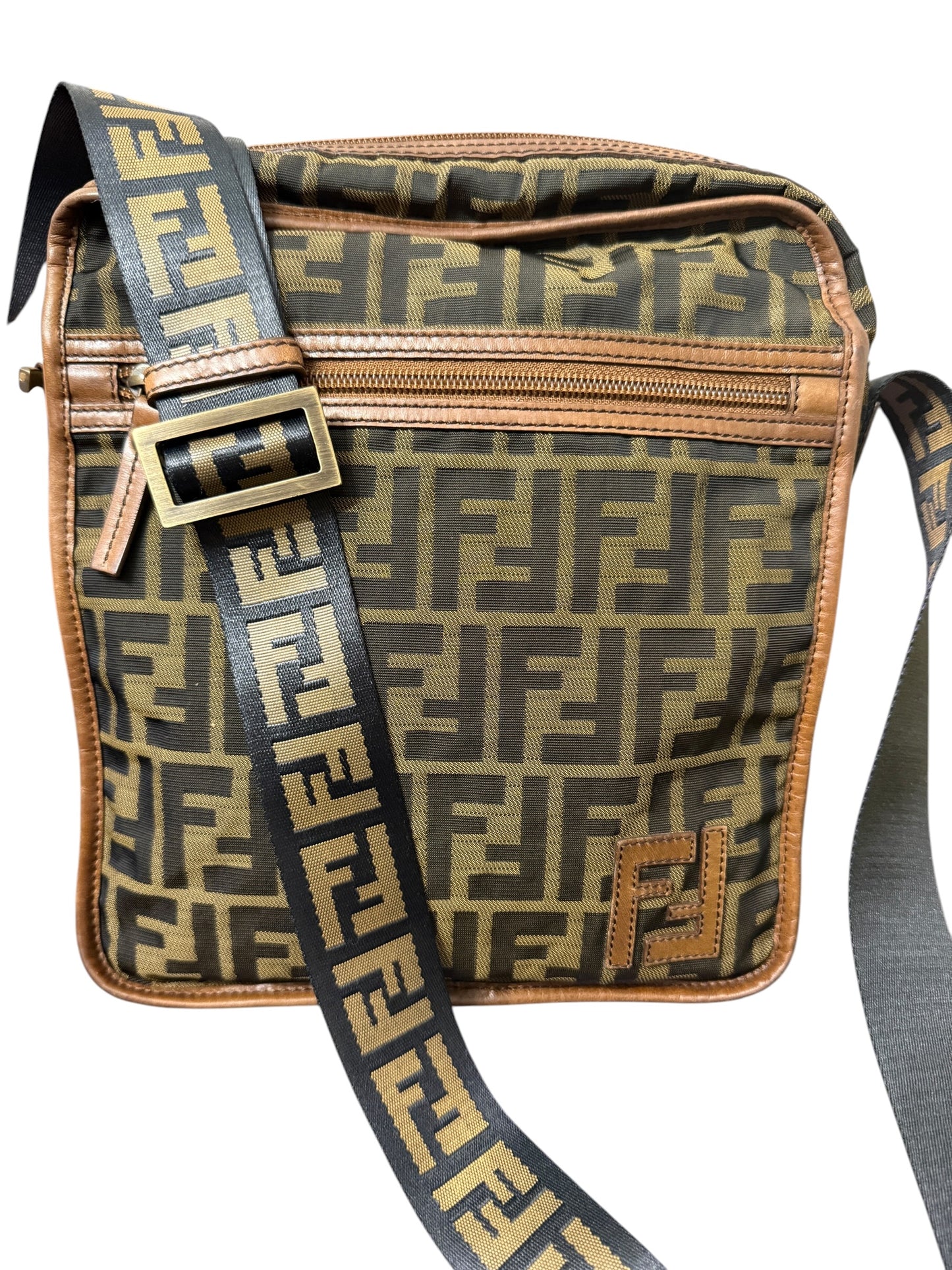 Fendi Vintage Zucca Crossbody Messenger Bag Unisex