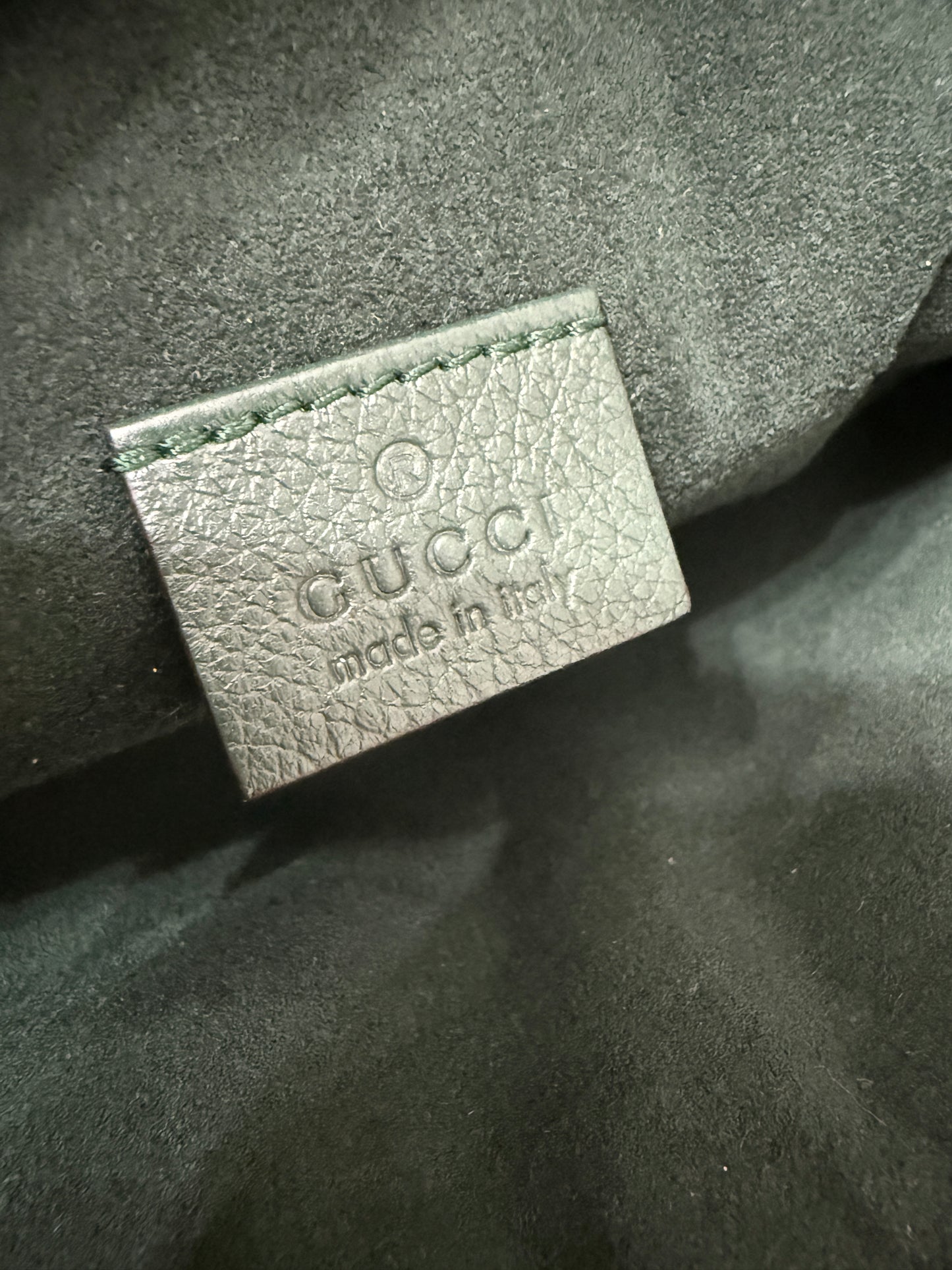 Gucci Green Leather Crystal Logo Belt Waist Bumbag with Dustabag