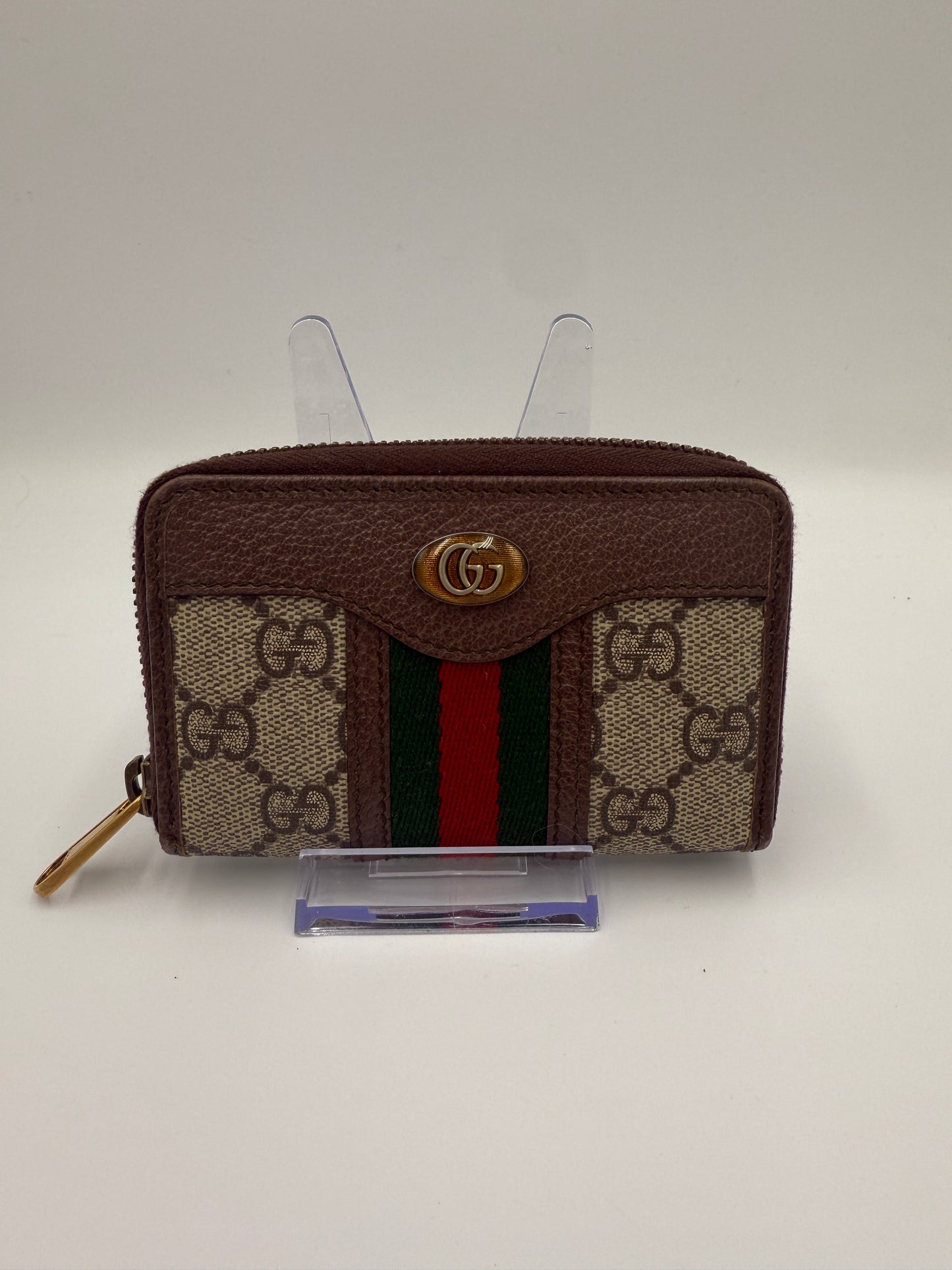 Gucci Supreme Coated Canvas Sherry Line Compact Wallet