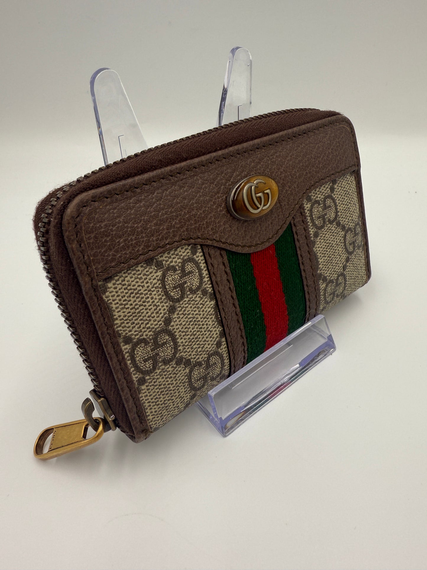 Gucci Supreme Coated Canvas Sherry Line Compact Wallet