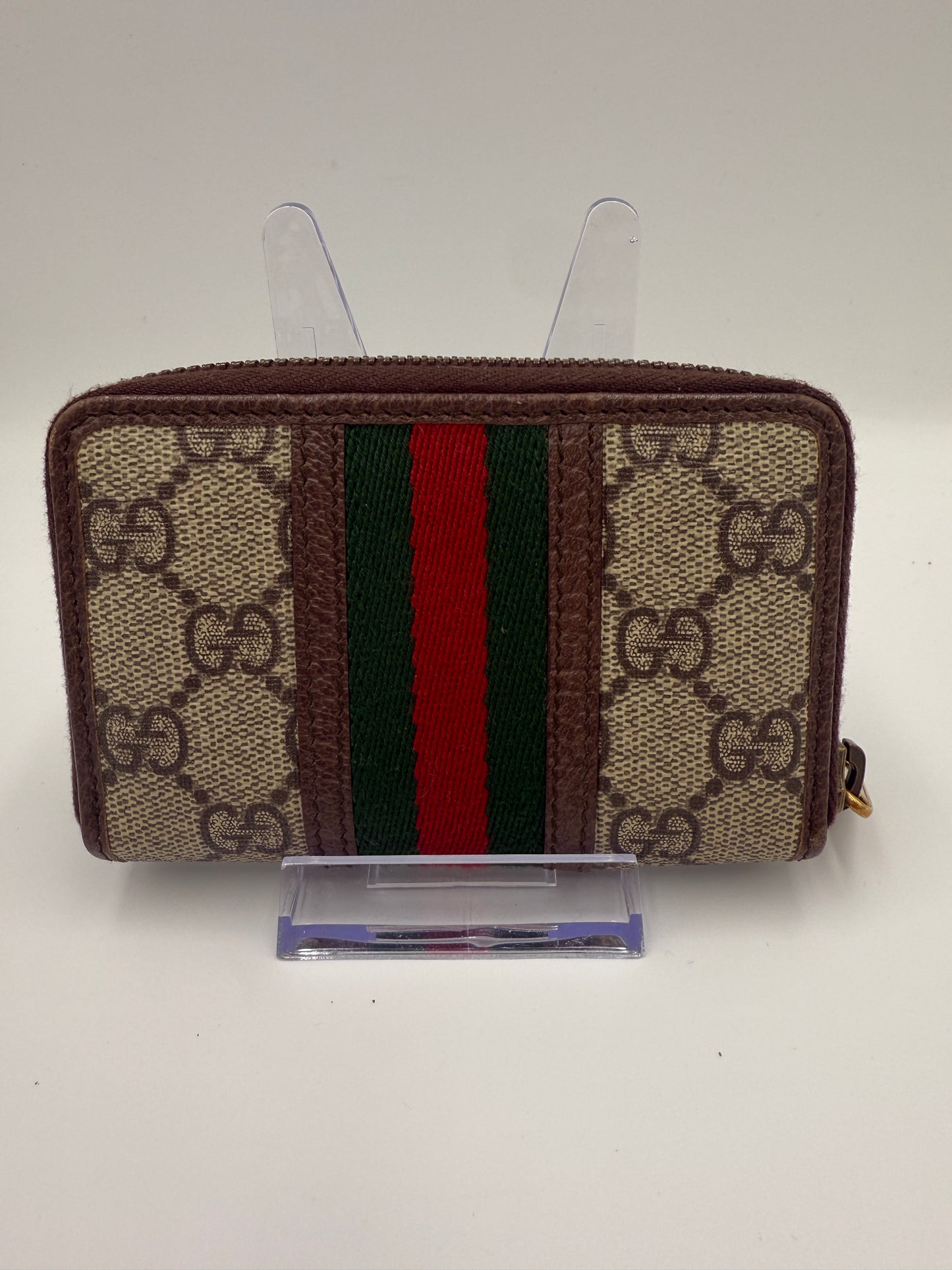 Gucci Supreme Coated Canvas Sherry Line Compact Wallet