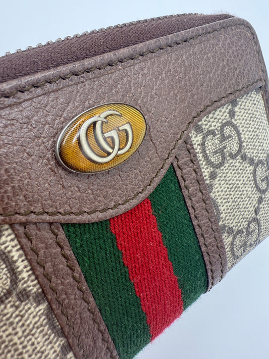 Gucci Supreme Coated Canvas Sherry Line Compact Wallet