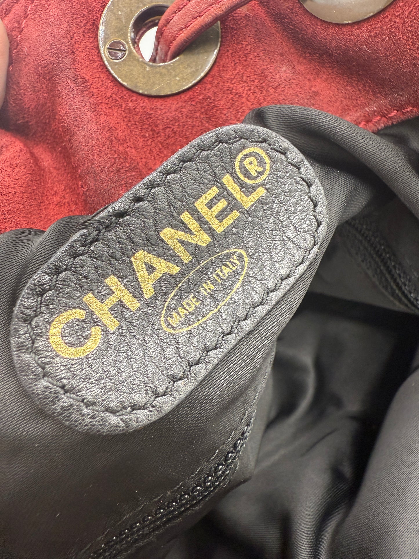 Chanel Timeless Burgundy Suede Bucket Bag