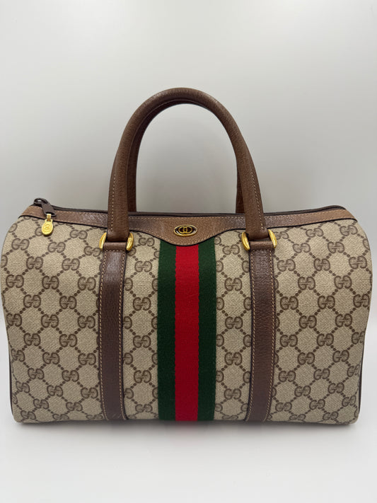 Gucci Supreme Coated Canvas Sherry Boston Bag 32cm