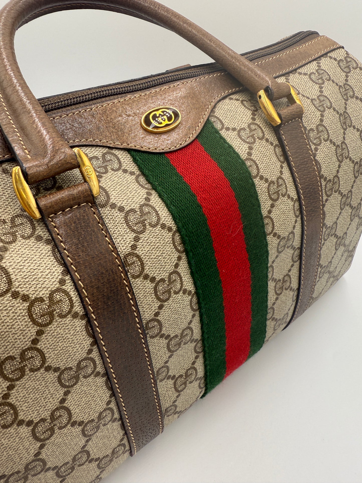 Gucci Supreme Coated Canvas Sherry Boston Bag 32cm