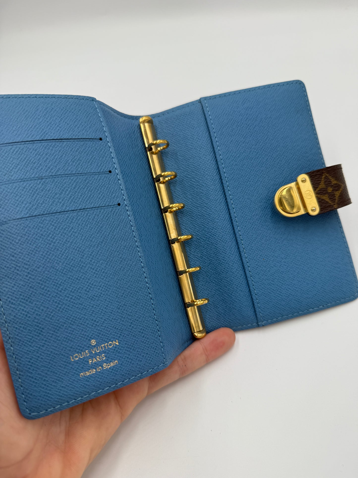 Louis Vuitton Monogram Coated Canvas Koala Agenda PM Blue Interior CA0075