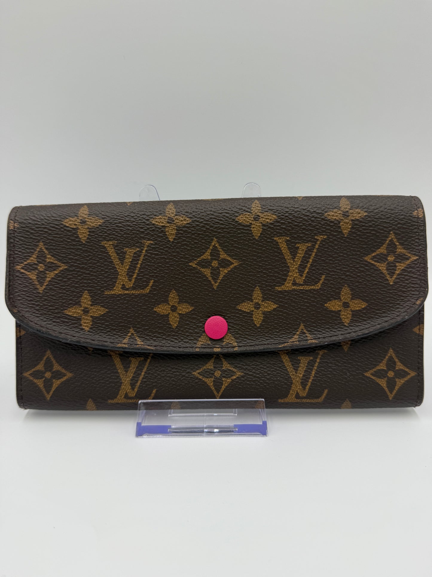 Louis Vuitton Monogram Coated Canvas Emilie Wallet Pink Interior SN0186