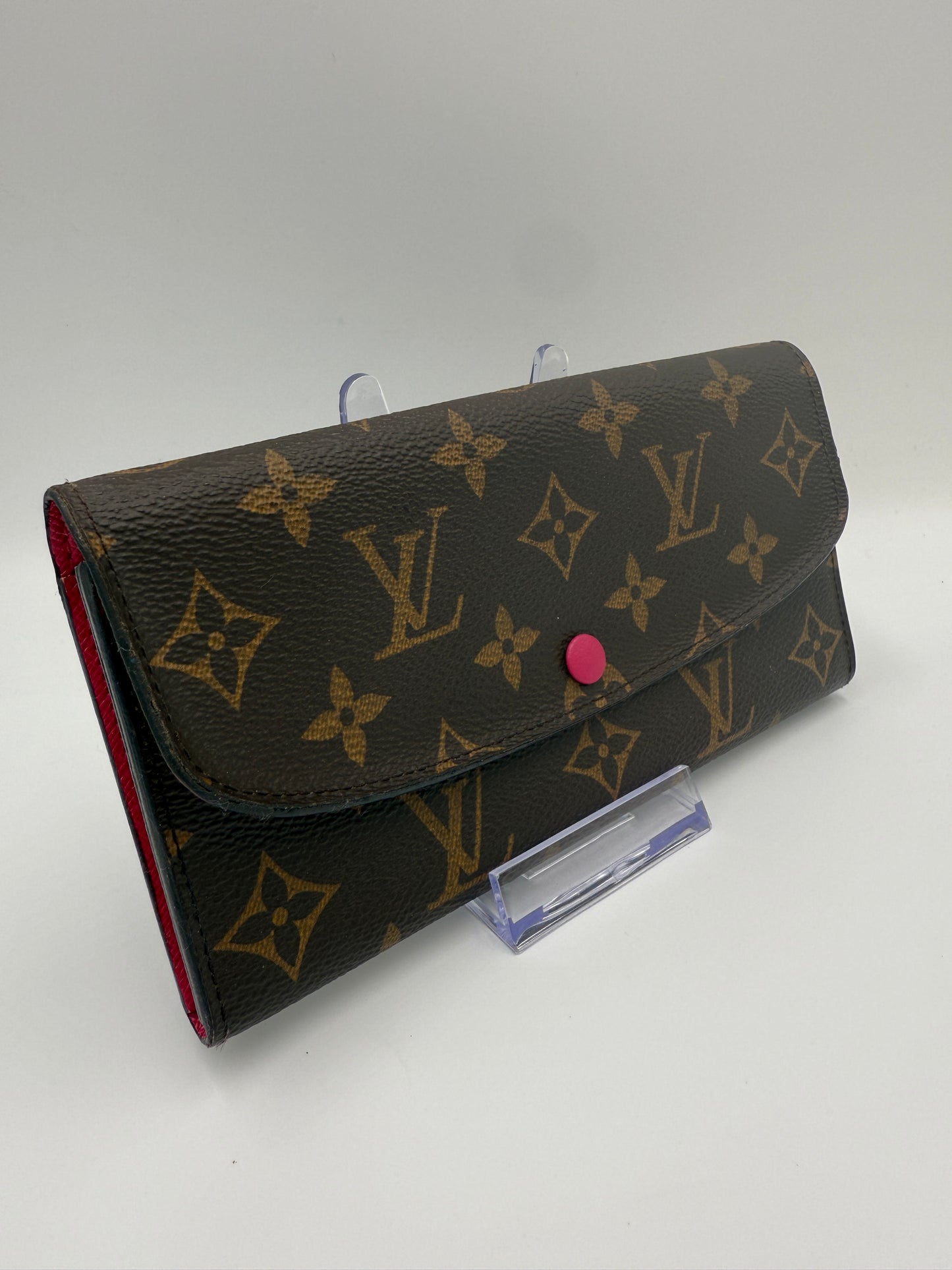 Louis Vuitton Monogram Coated Canvas Emilie Wallet Pink Interior SN0186