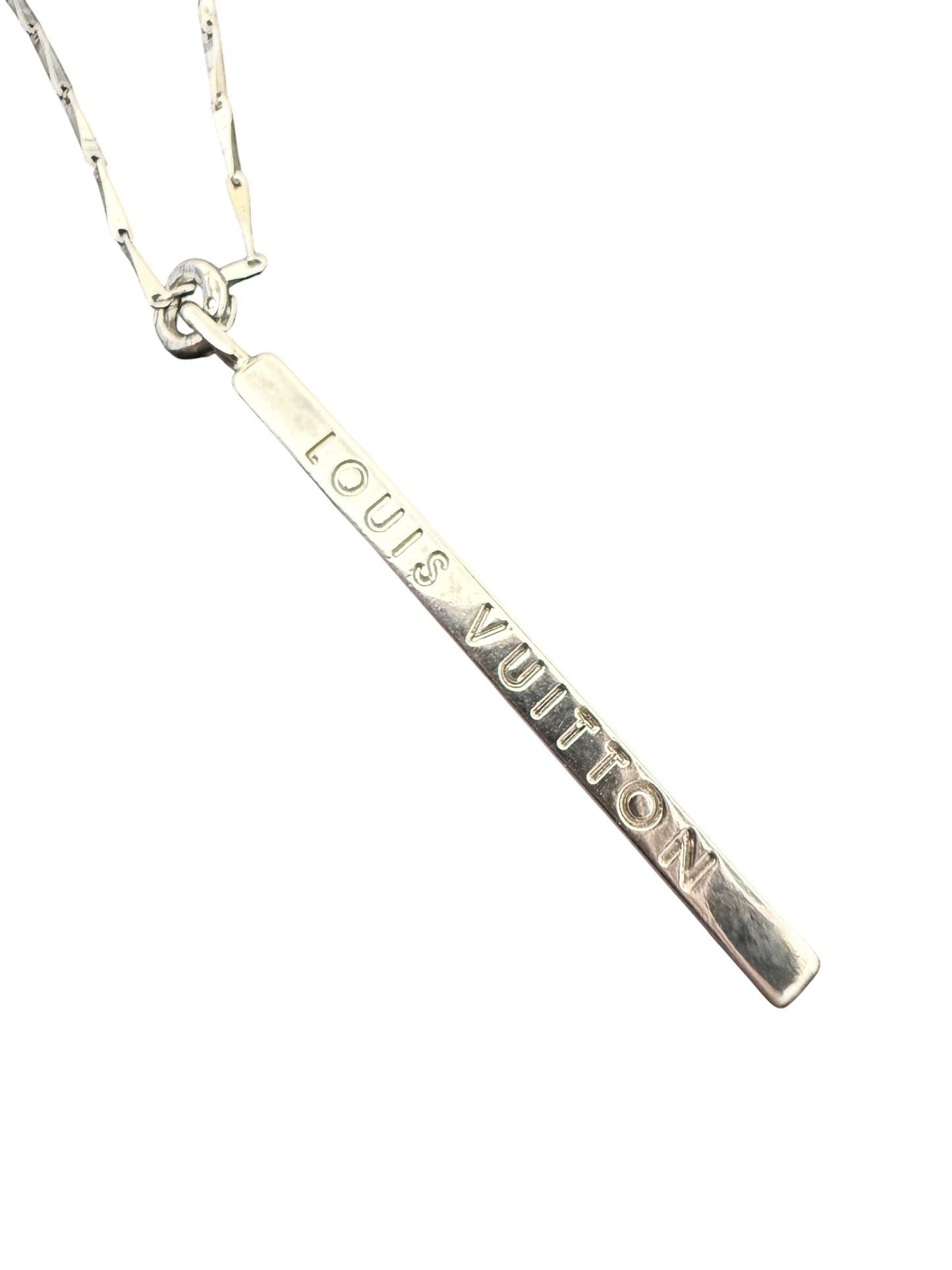 Louis Vuitton Repurposed Silver Tone Vertical Bar Necklace