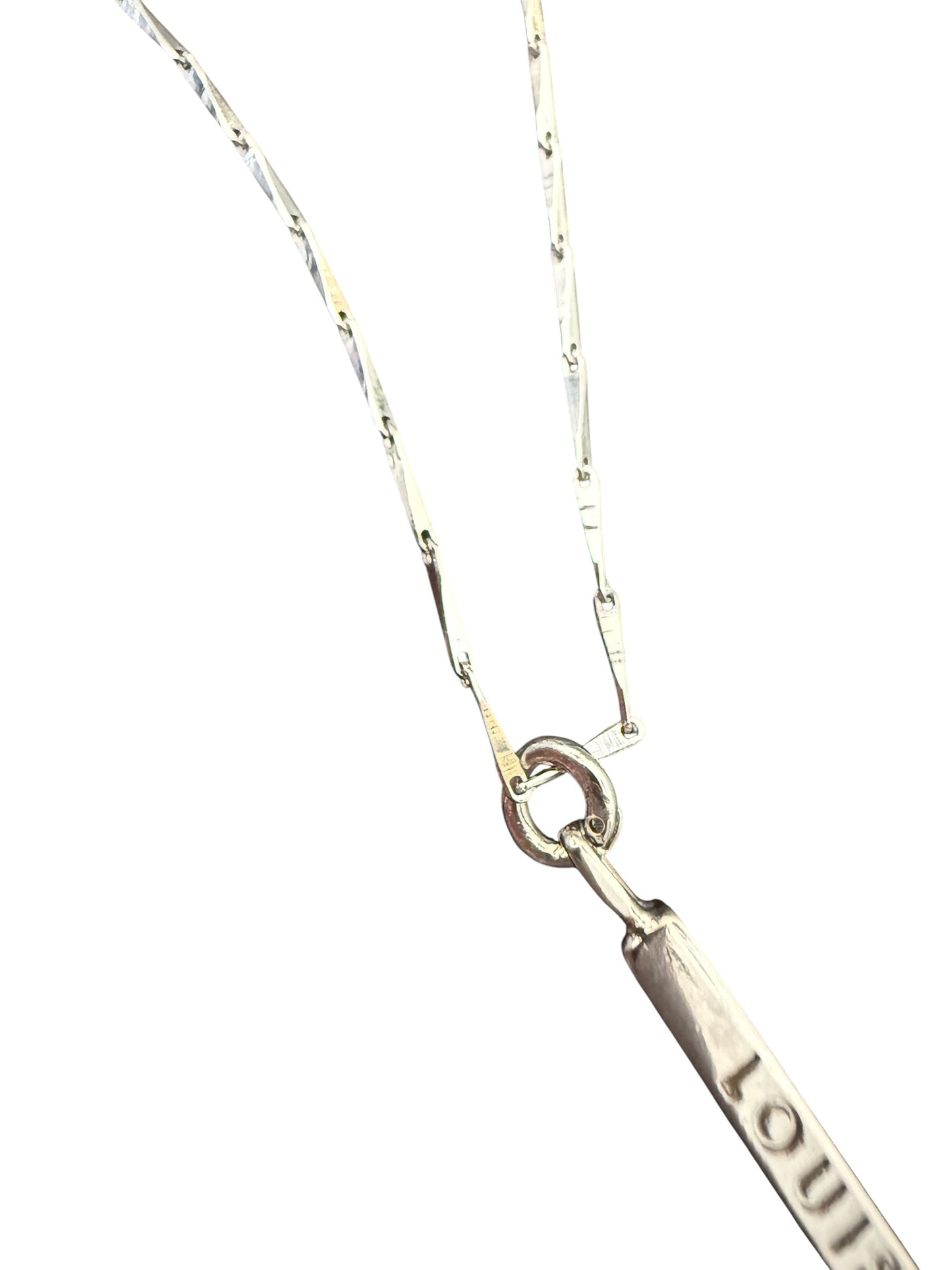 Louis Vuitton Repurposed Silver Tone Vertical Bar Necklace