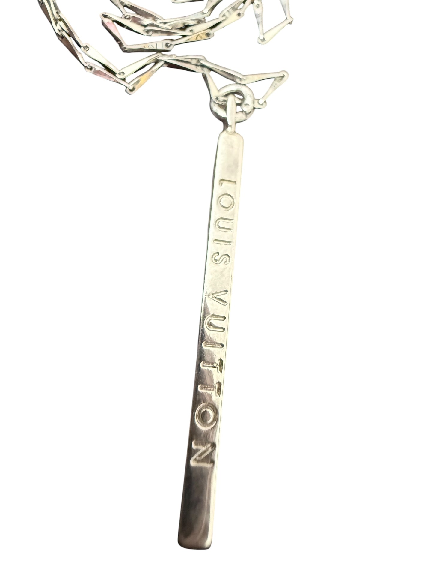 Louis Vuitton Repurposed Silver Tone Vertical Bar Necklace