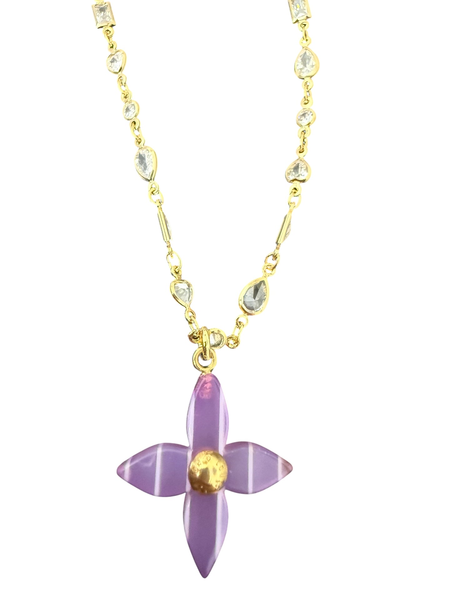 Louis Vuitton Repurposed Lavender Blossom Necklace