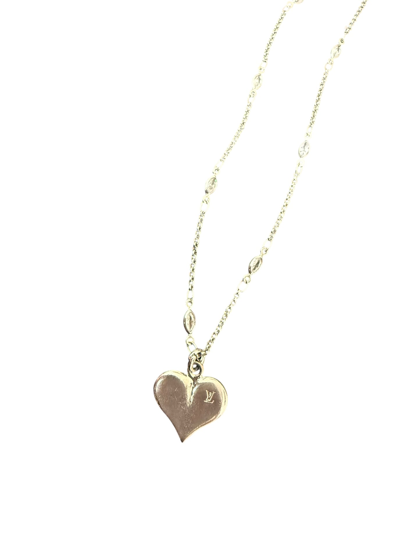 Louis Vuitton Repurposed Silver Tone Heart Necklace