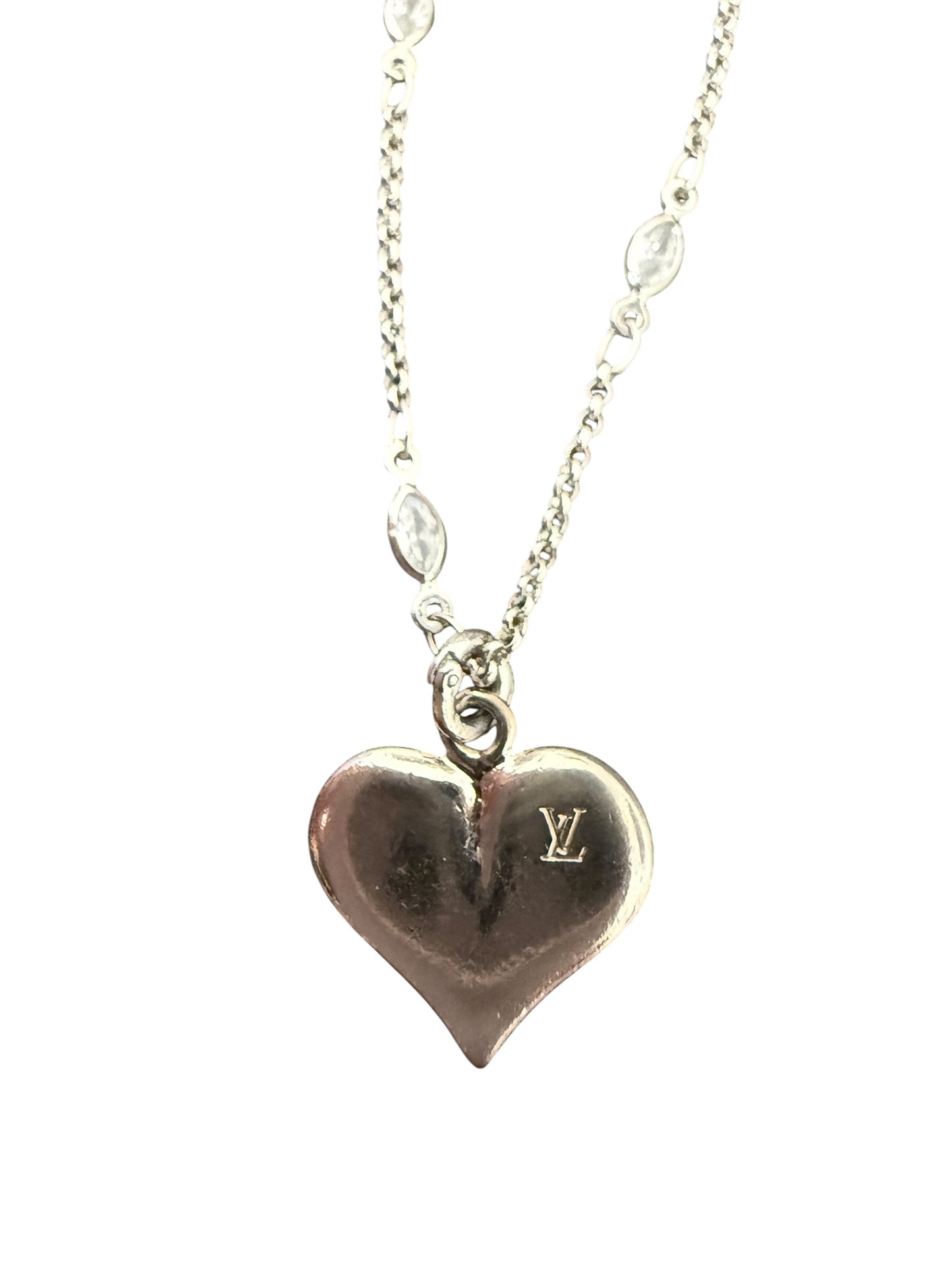 Louis Vuitton Repurposed Silver Tone Heart Necklace