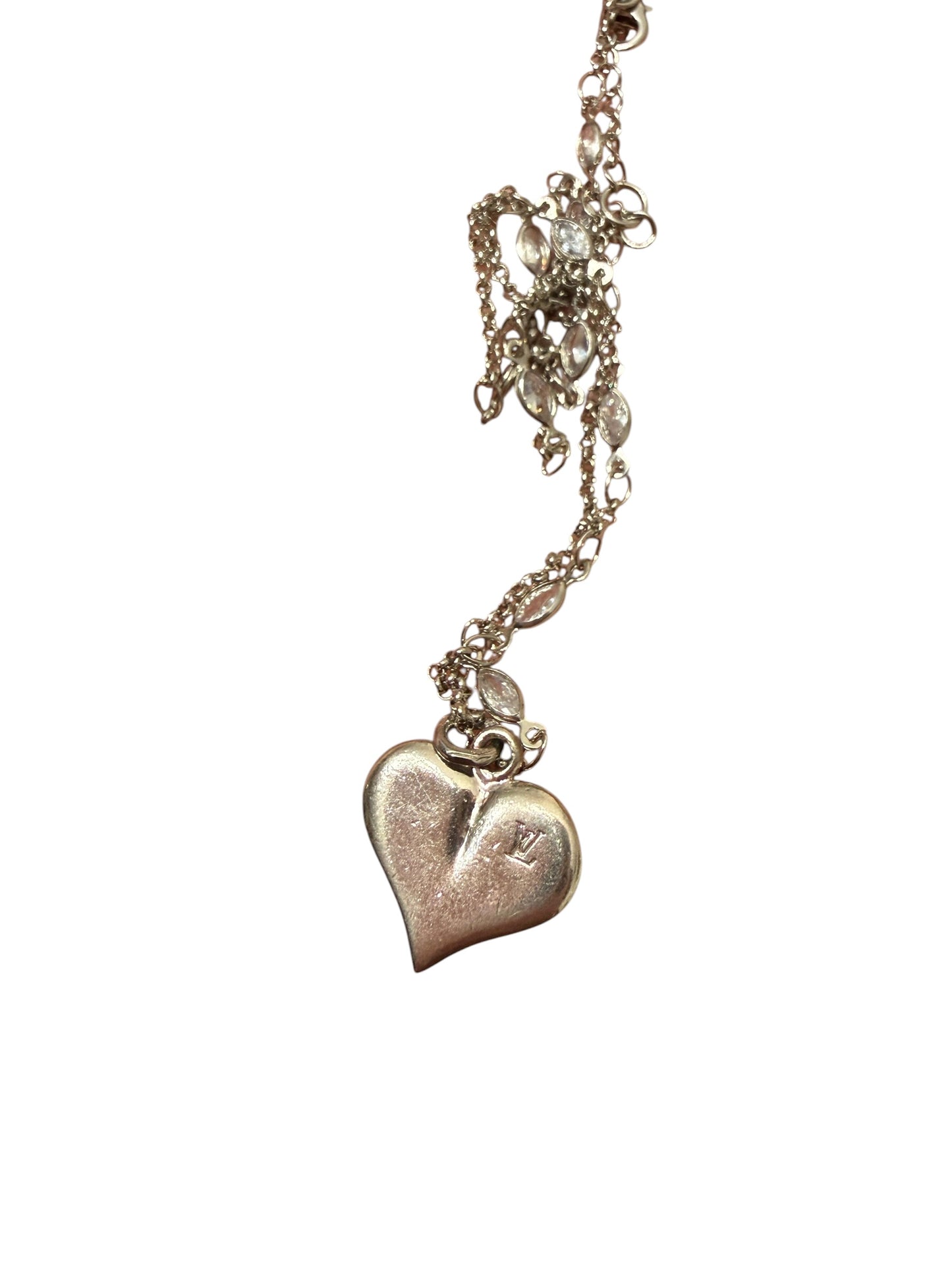 Louis Vuitton Repurposed Silver Tone Heart Necklace