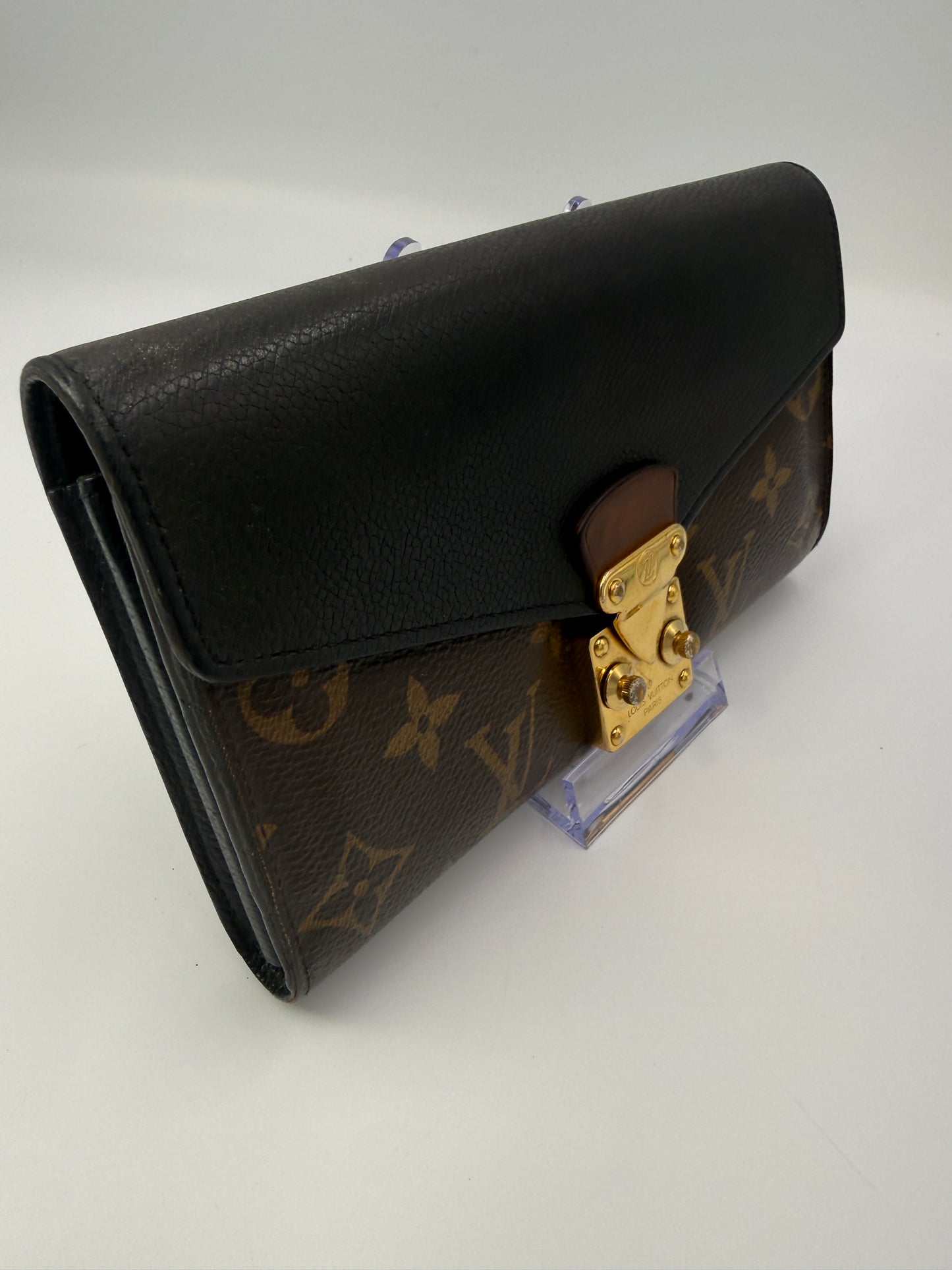 Louis Vuitton Monogram and Black Leather Pallas Wallet SN4107