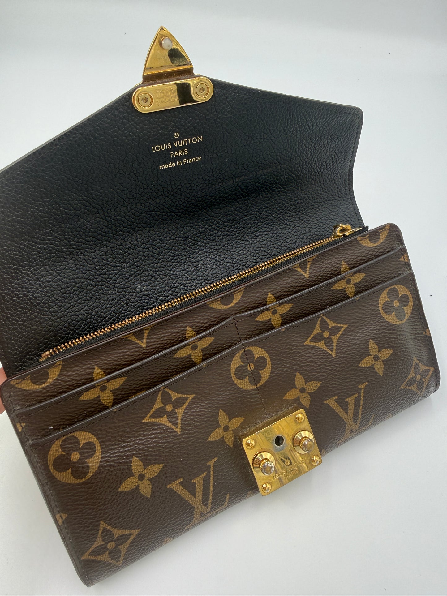 Louis Vuitton Monogram and Black Leather Pallas Wallet SN4107