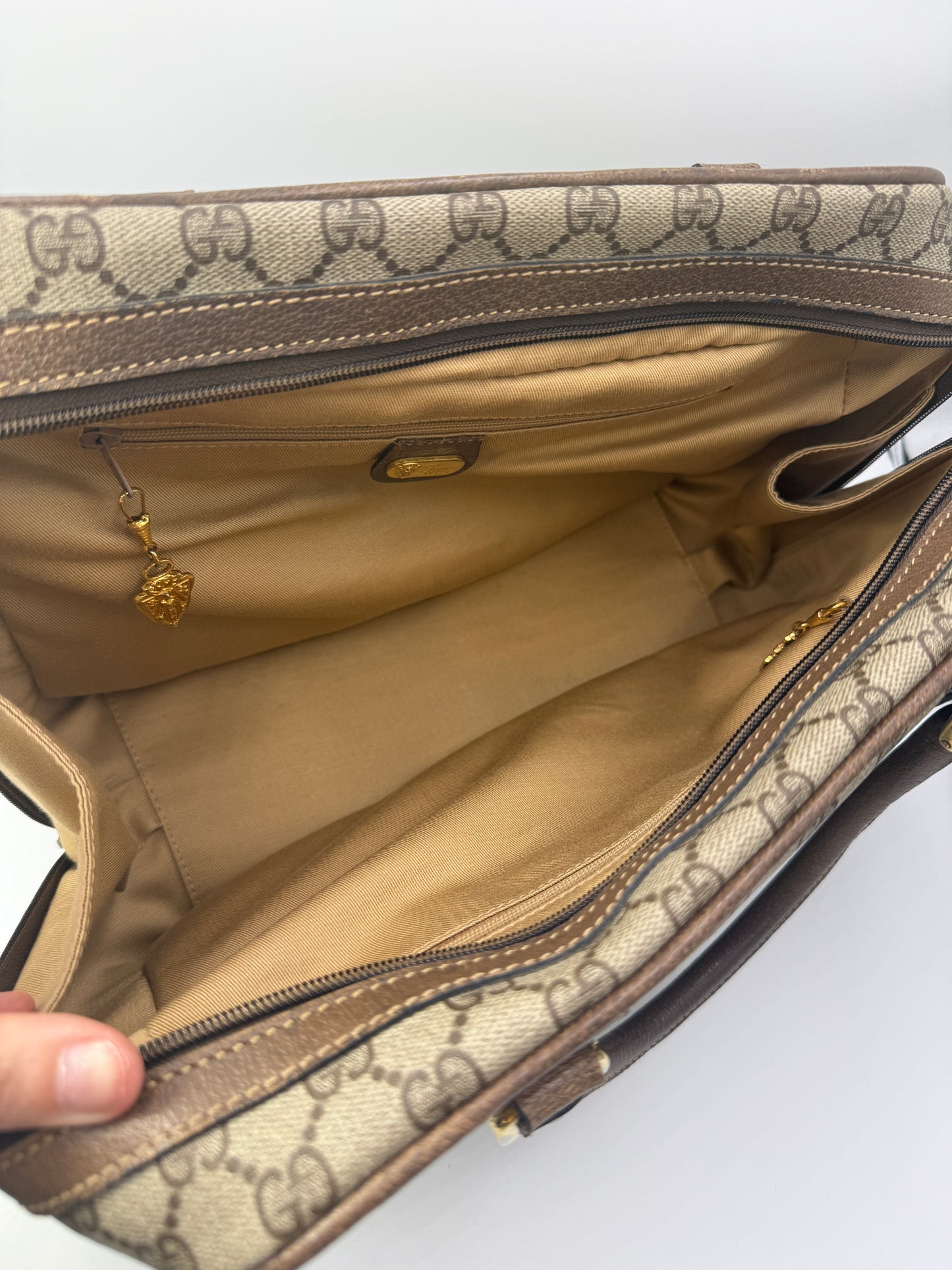 Gucci Supreme Coated Canvas Top Handle Boston Bag