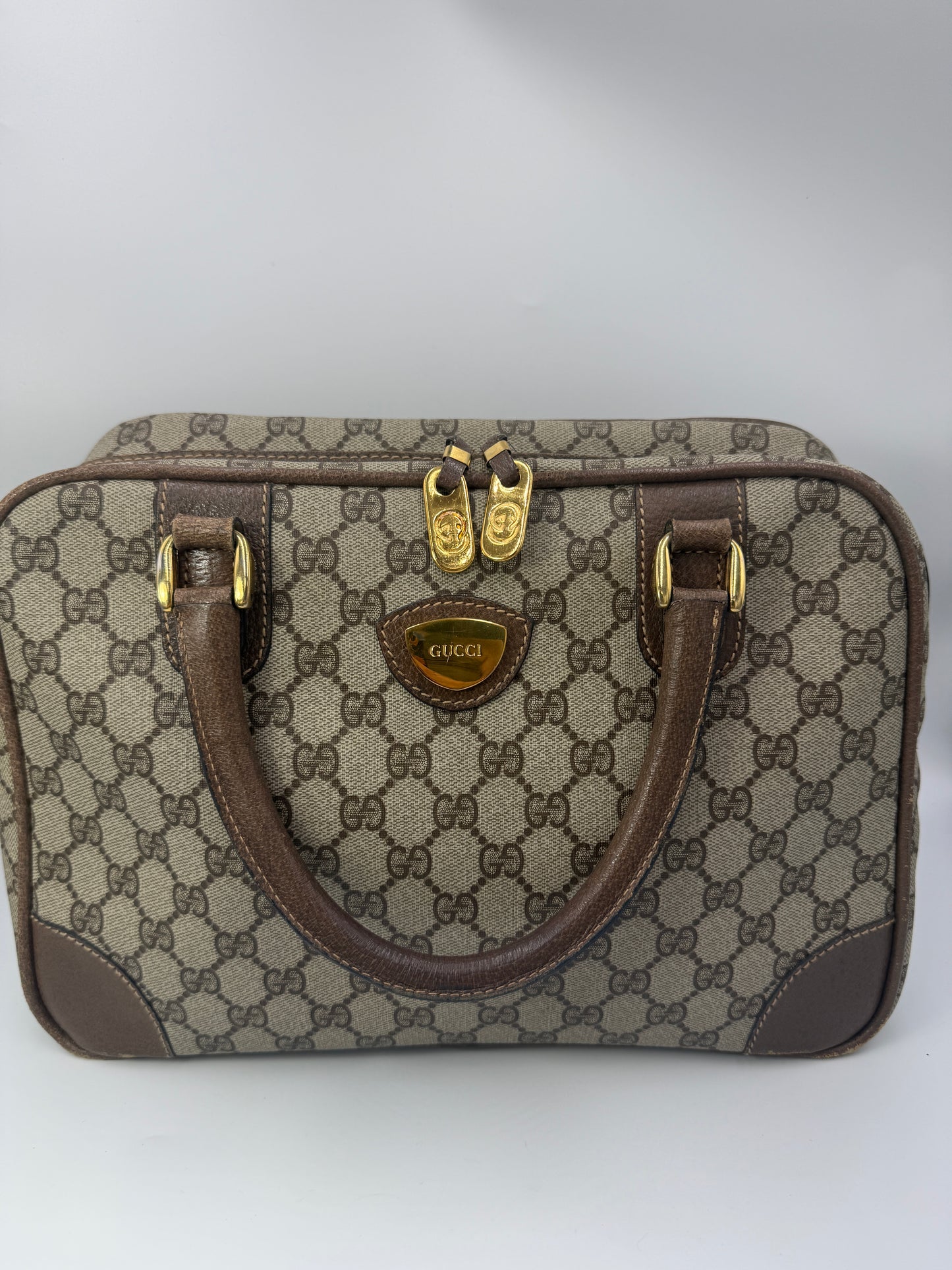 Gucci Supreme Coated Canvas Top Handle Boston Bag