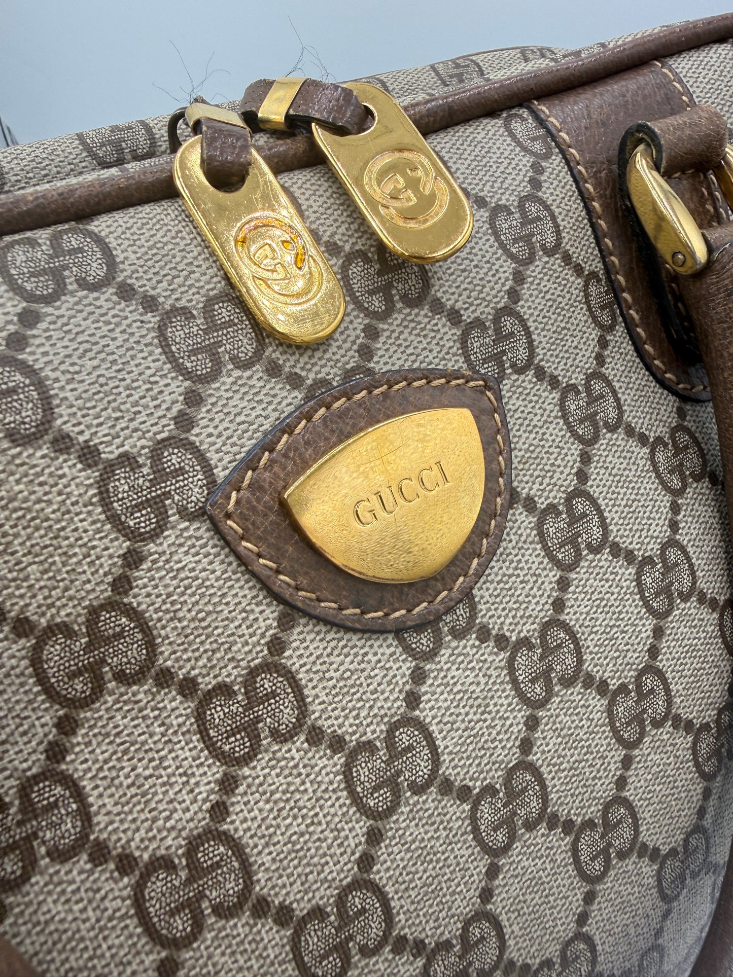 Gucci Supreme Coated Canvas Top Handle Boston Bag