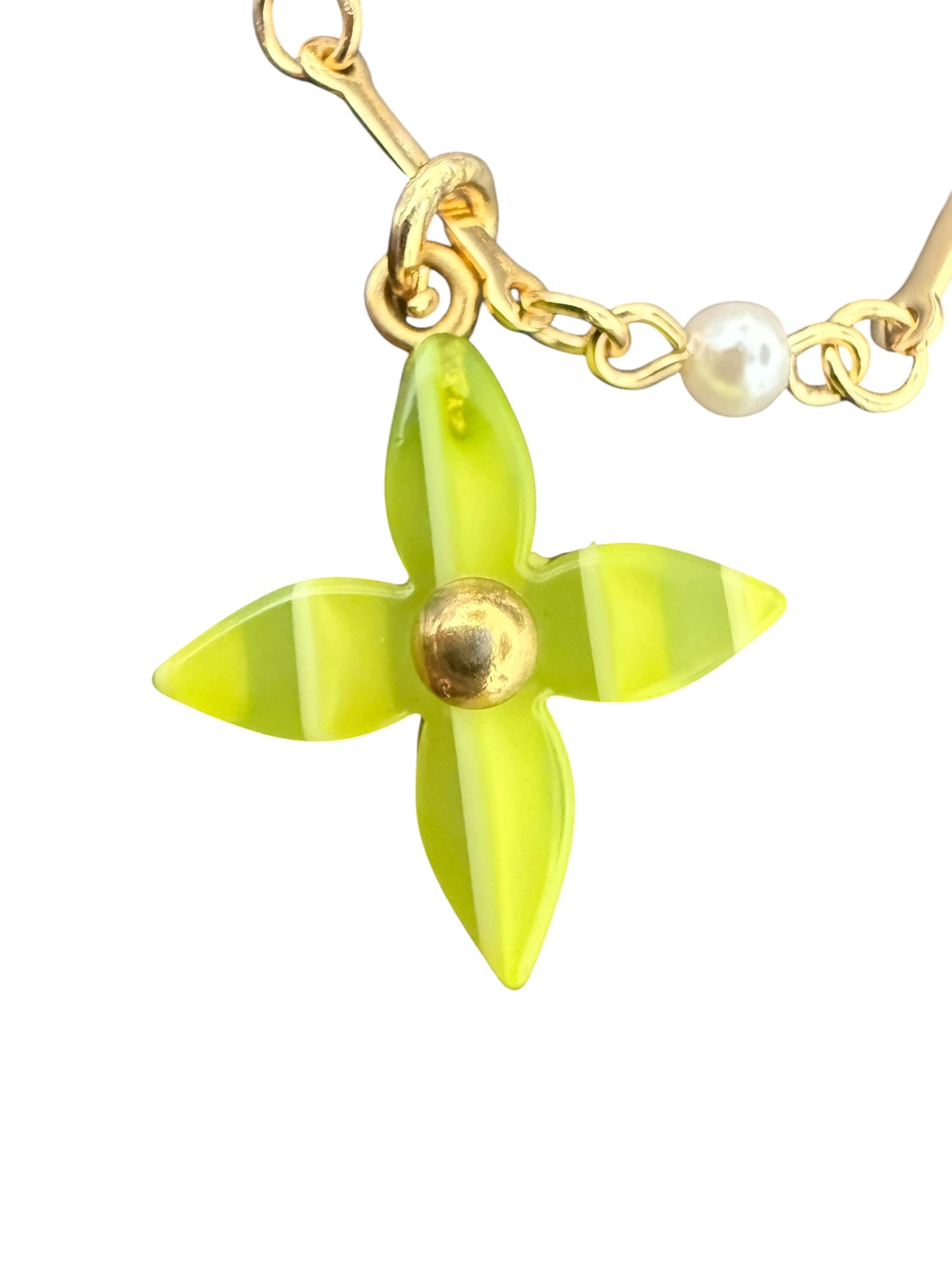 Louis Vuitton Repurposed Lime Blossom Pearl Bracelet