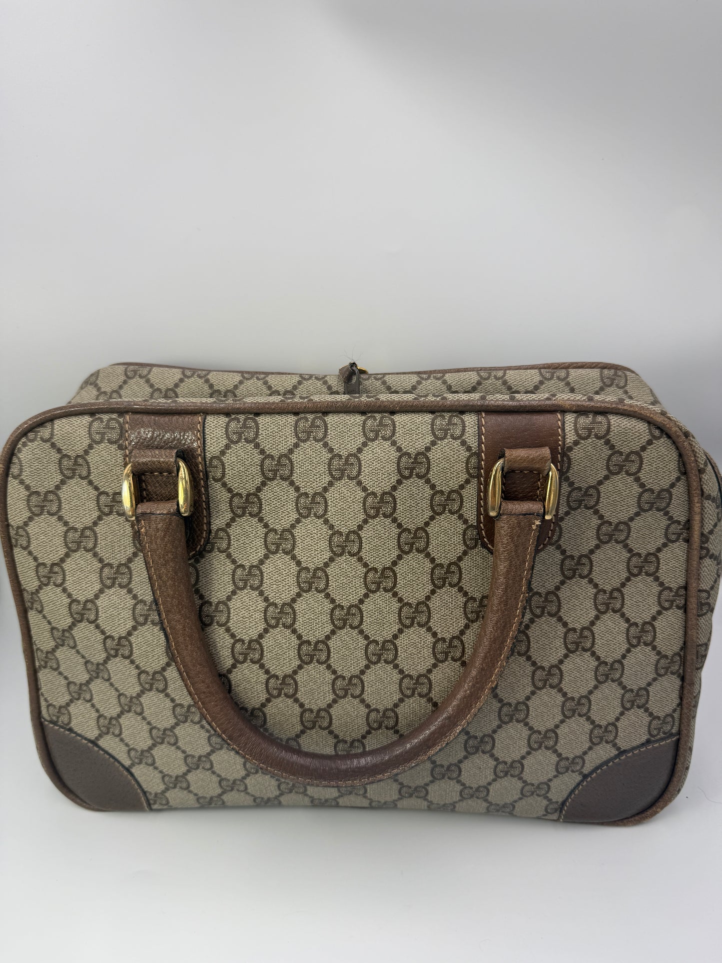 Gucci Supreme Coated Canvas Top Handle Boston Bag