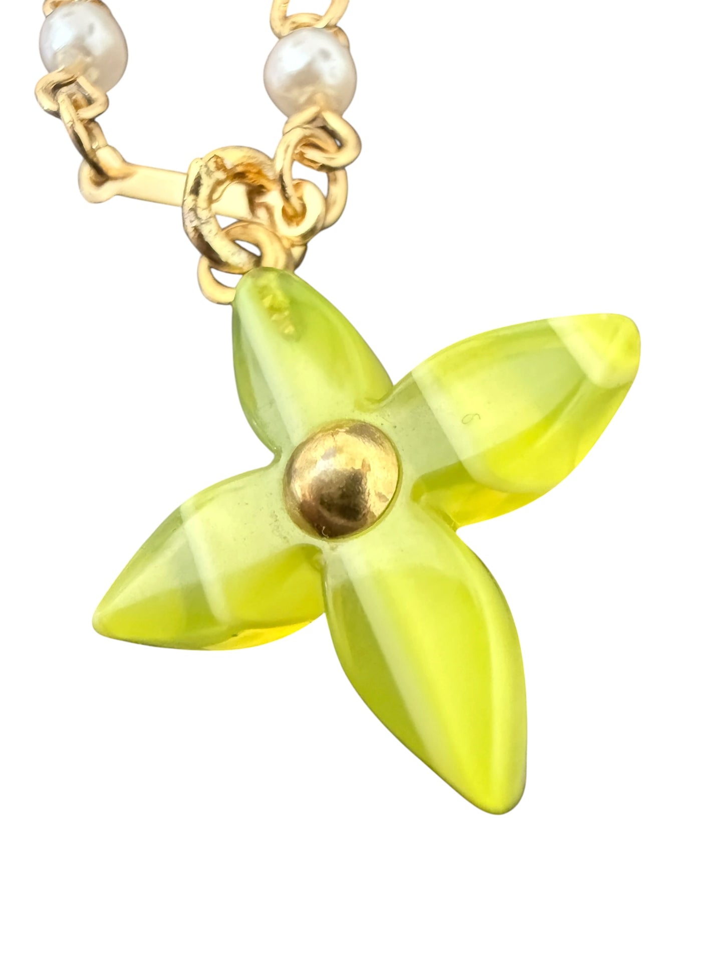 Louis Vuitton Repurposed Lime Blossom Pearl Bracelet