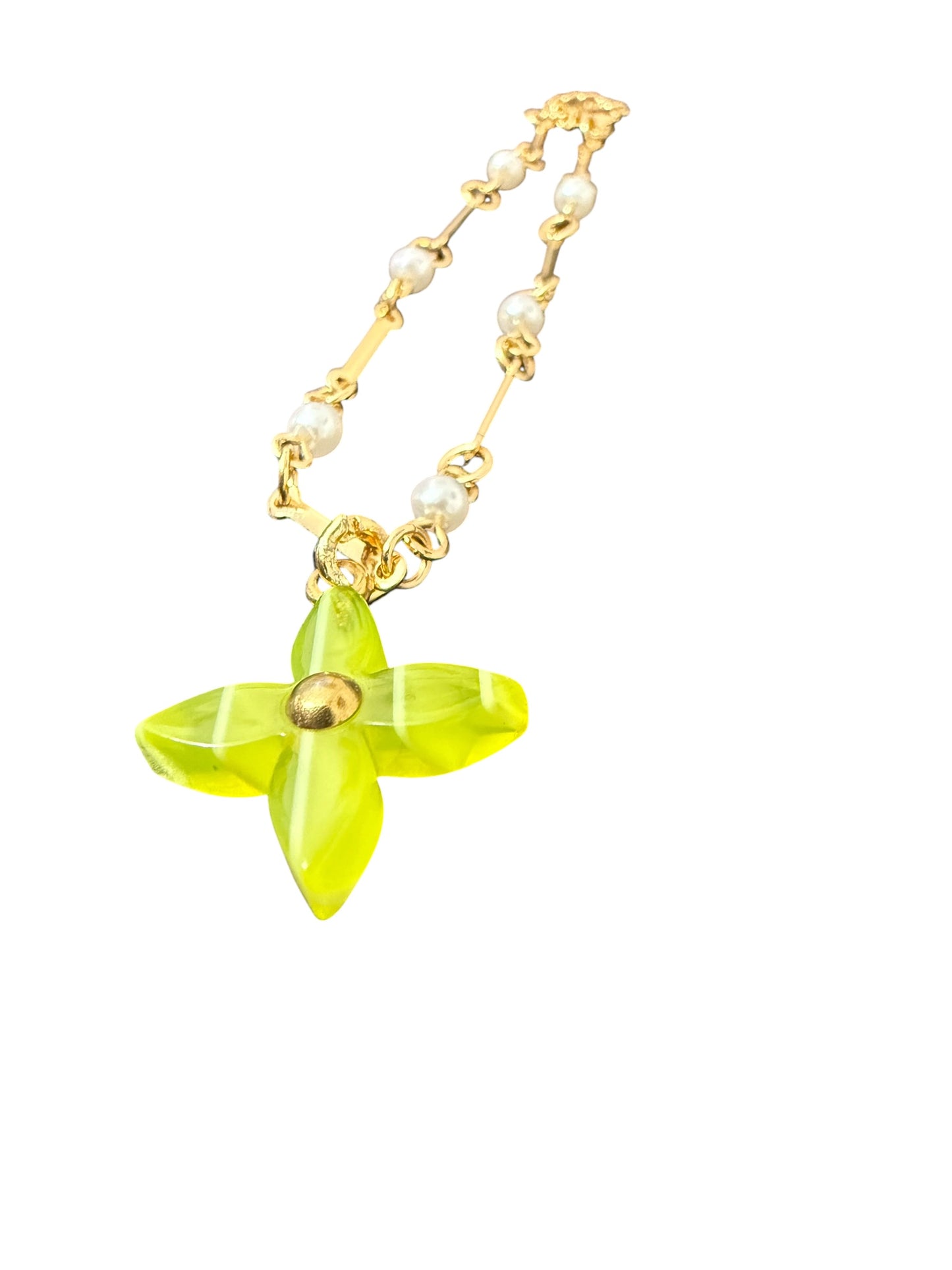 Louis Vuitton Repurposed Lime Blossom Pearl Bracelet